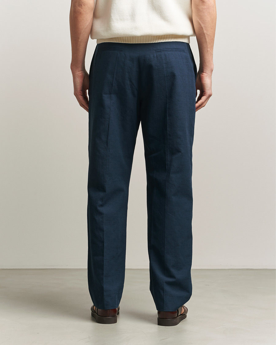 Homme | Pantalons | Palmes | Pleated Cotton Trousers Navy