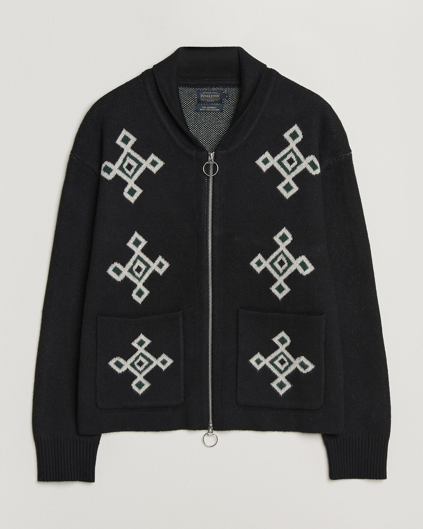 Homme | Pulls Et Tricots | Pendleton | Jacquard Motif Zip Cardigan Midnight