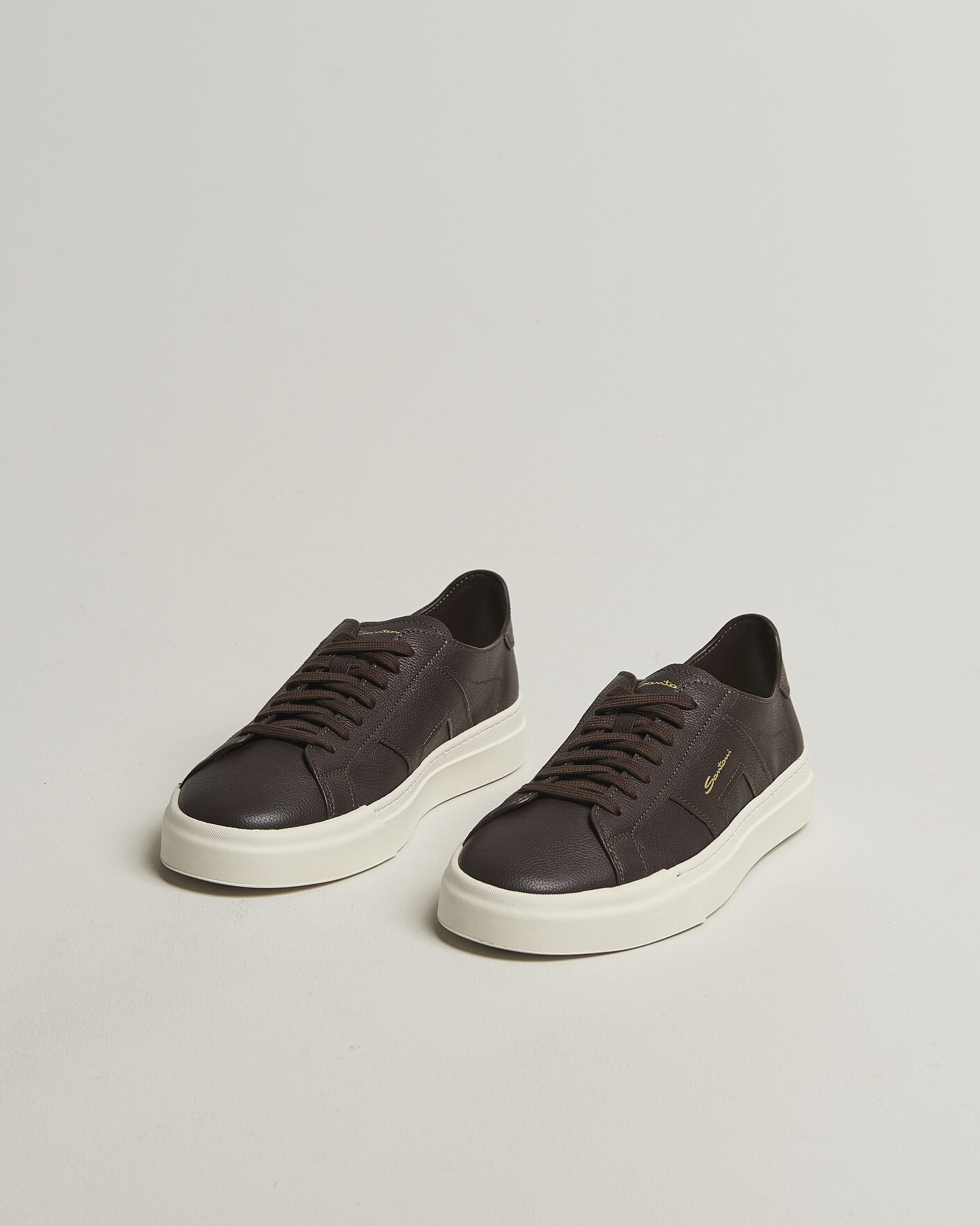 Homme | Baskets | Santoni | Double Buckle Sneakers Dark Brown Calf