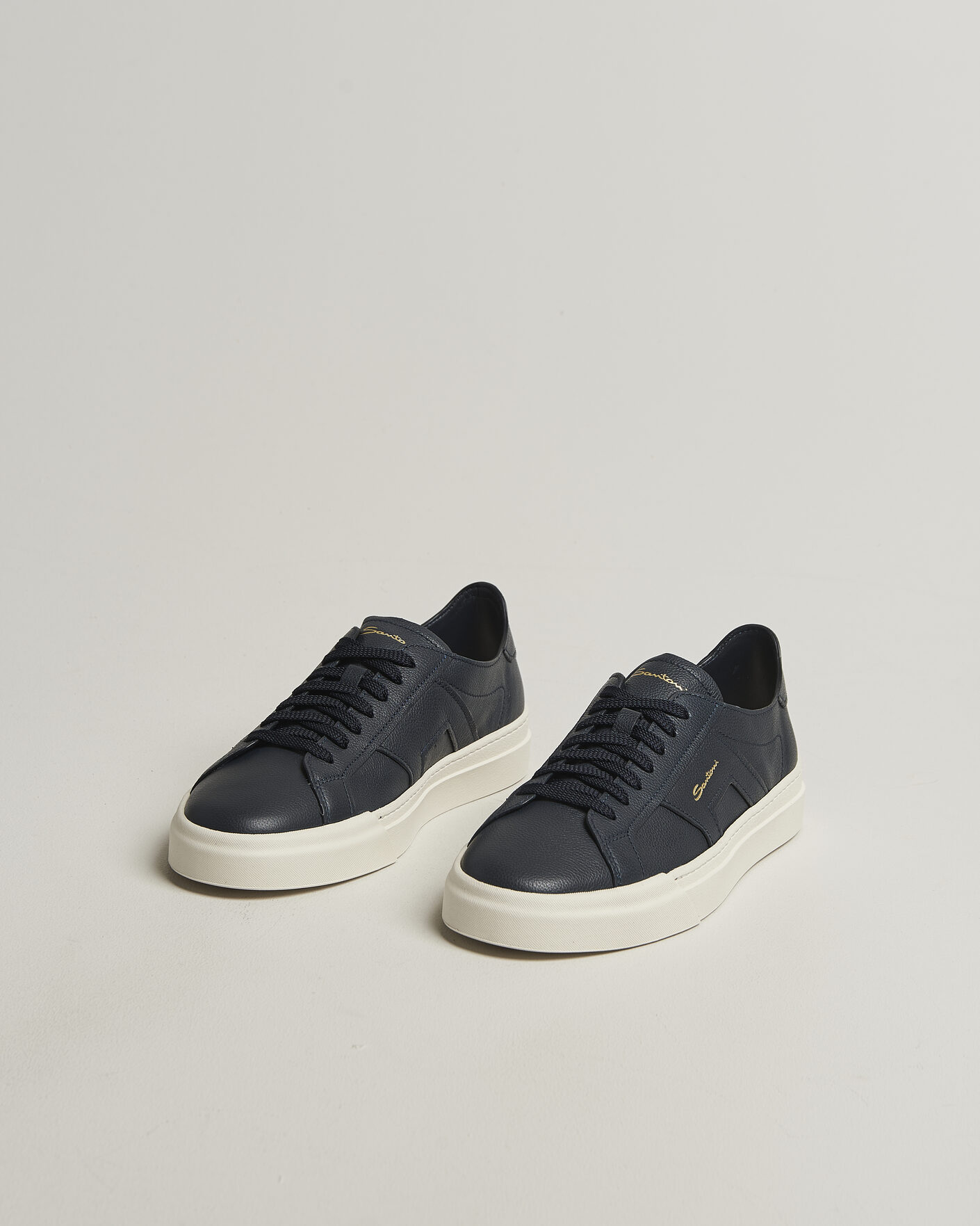 Homme | Baskets | Santoni | Double Buckle Sneakers Navy Calf
