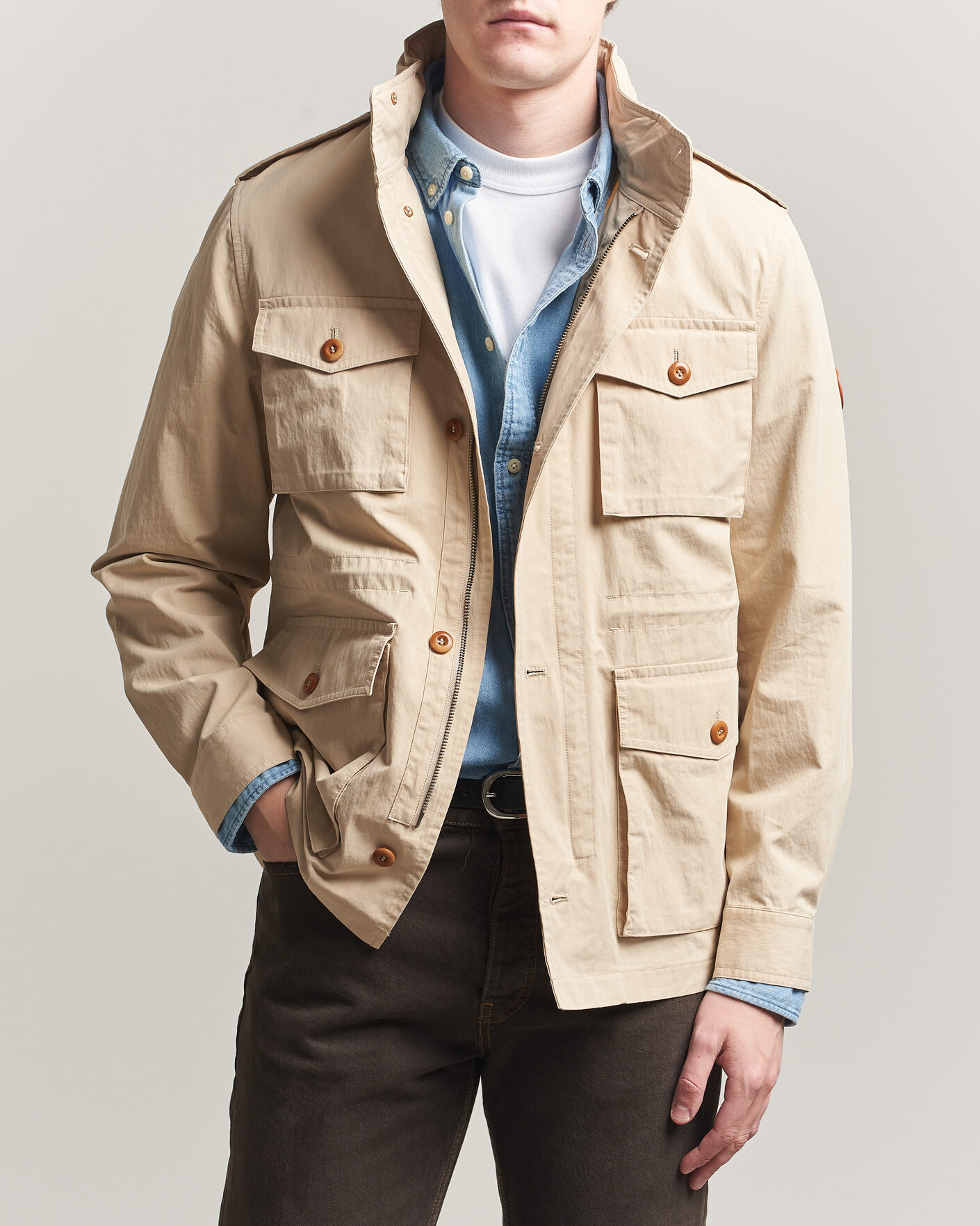 Homme | Manteaux Et Vestes | Gant | Cotton Field Jacket Oat Beige