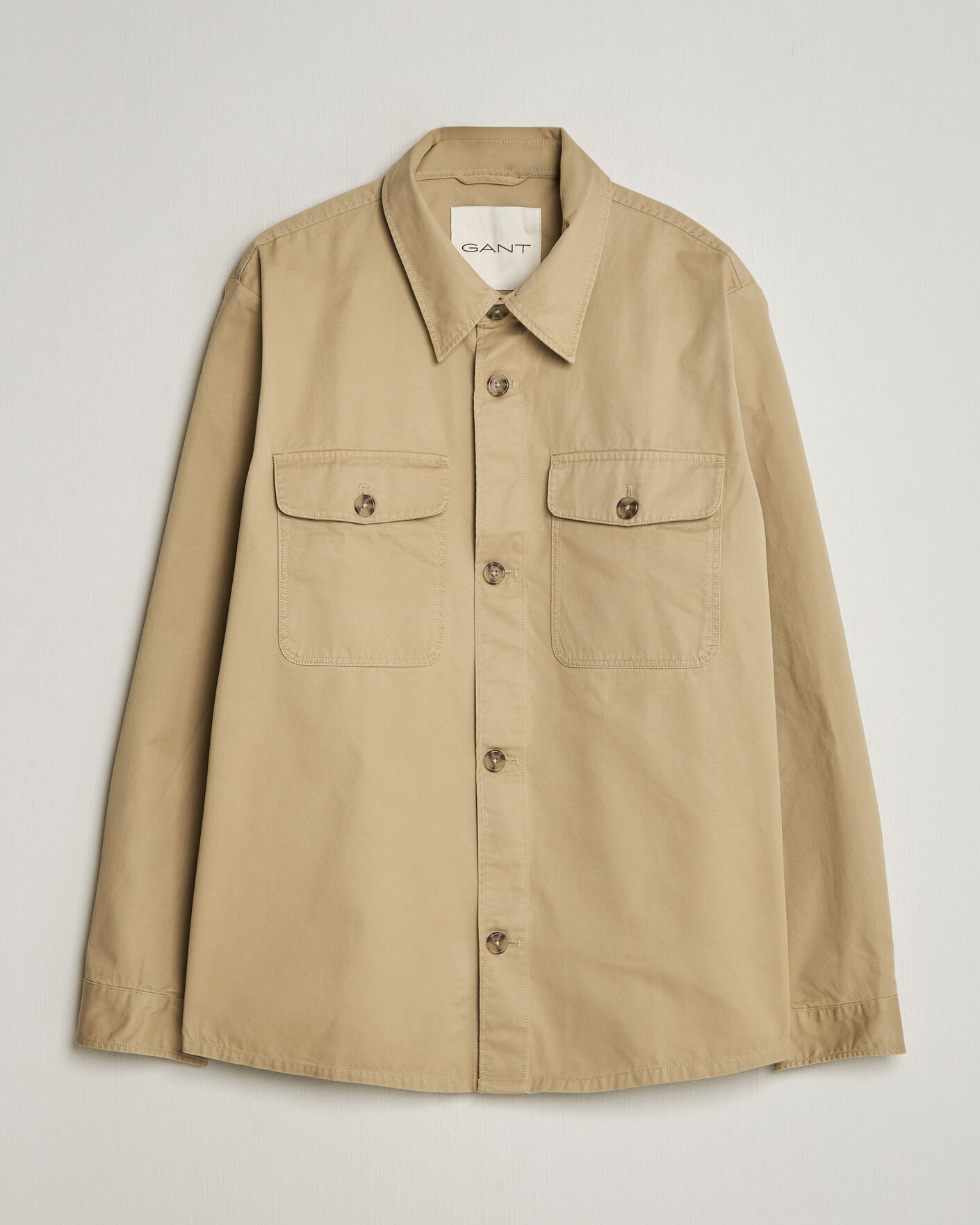 Homme | Chemises | GANT | Regular Fit Cotton Twill Overshirt Woody Beige