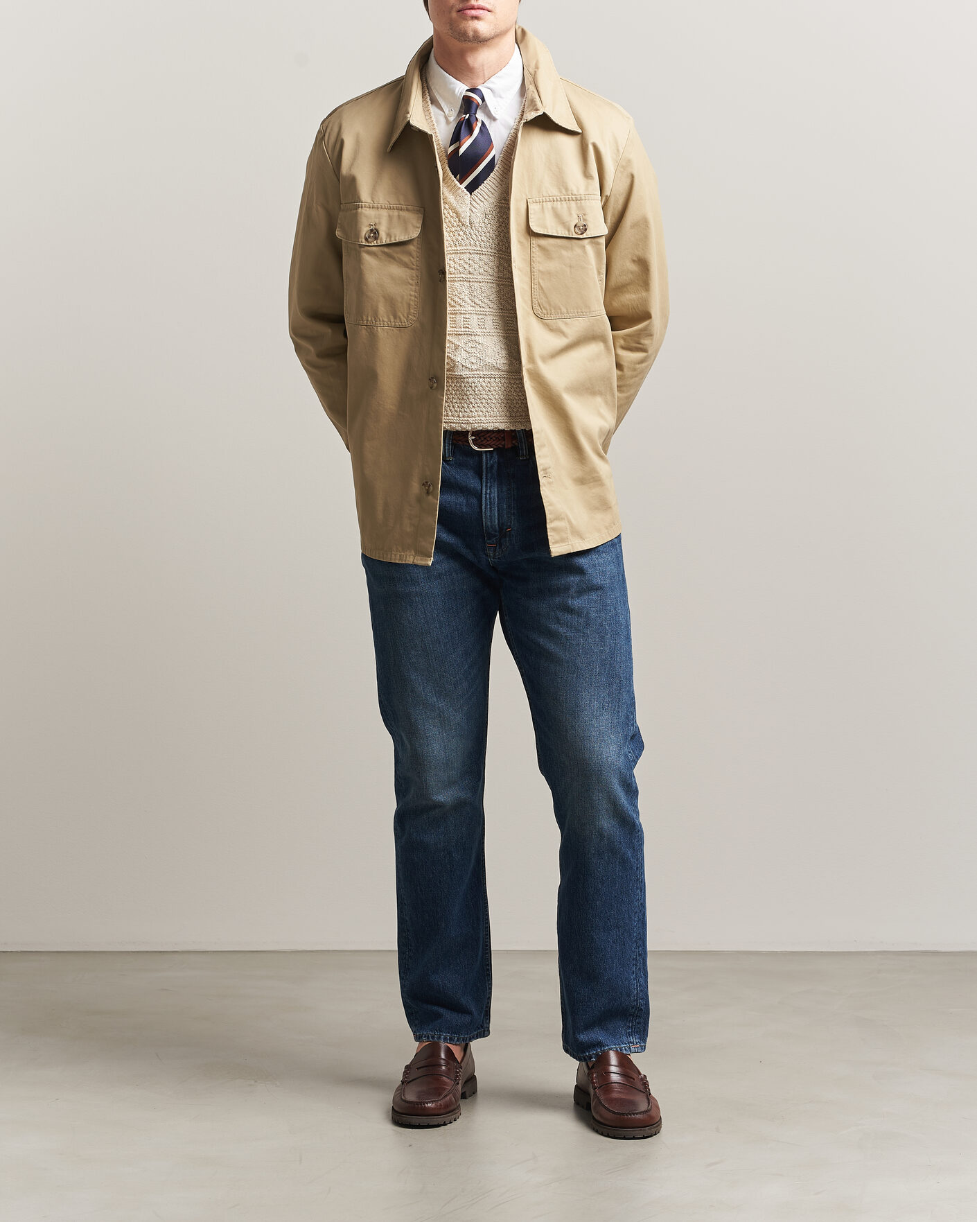 Homme | Chemises | Gant | Regular Fit Cotton Twill Overshirt Woody Beige