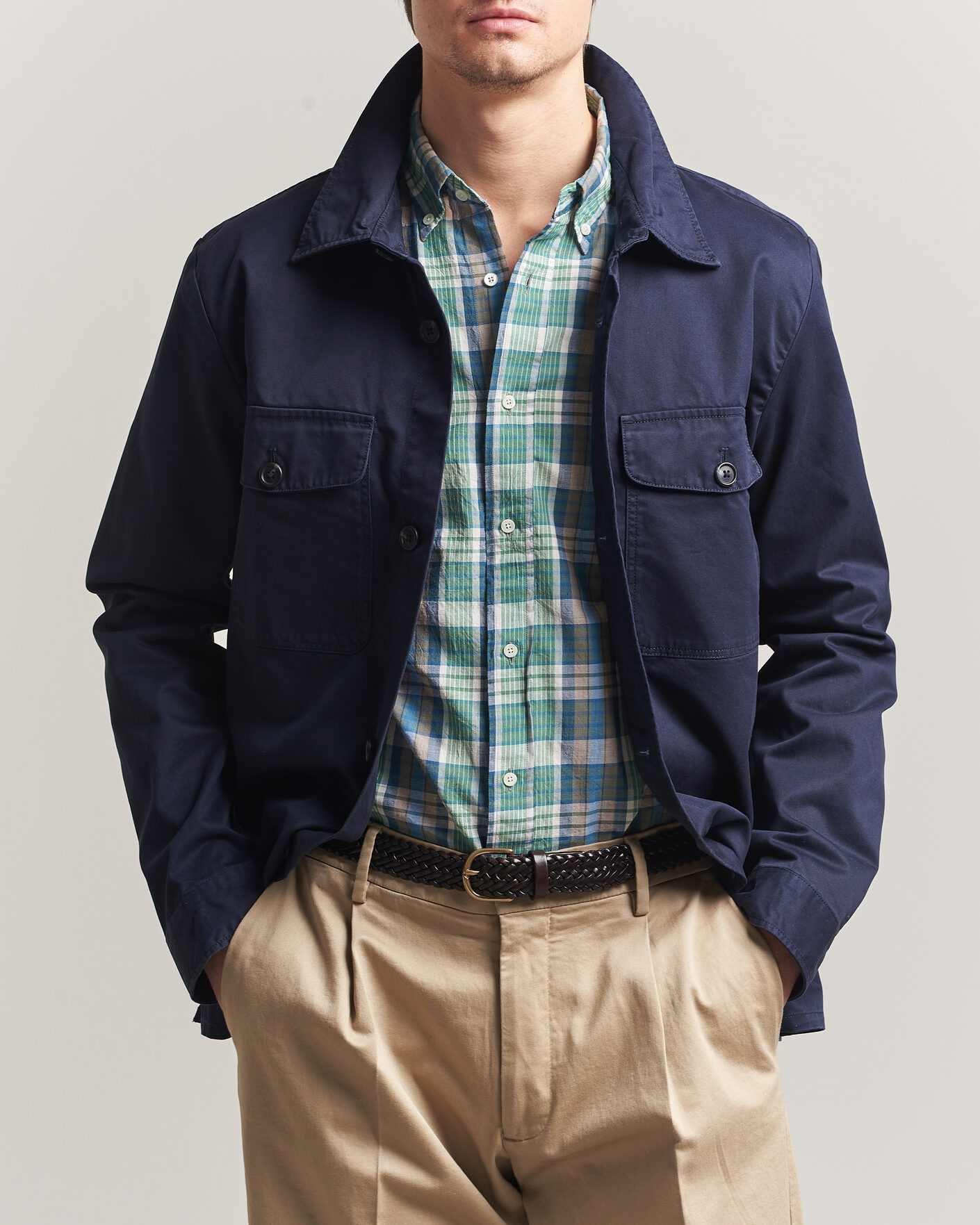 Homme | Chemises | Gant | Regular Fit Cotton Twill Overshirt Evening Blue