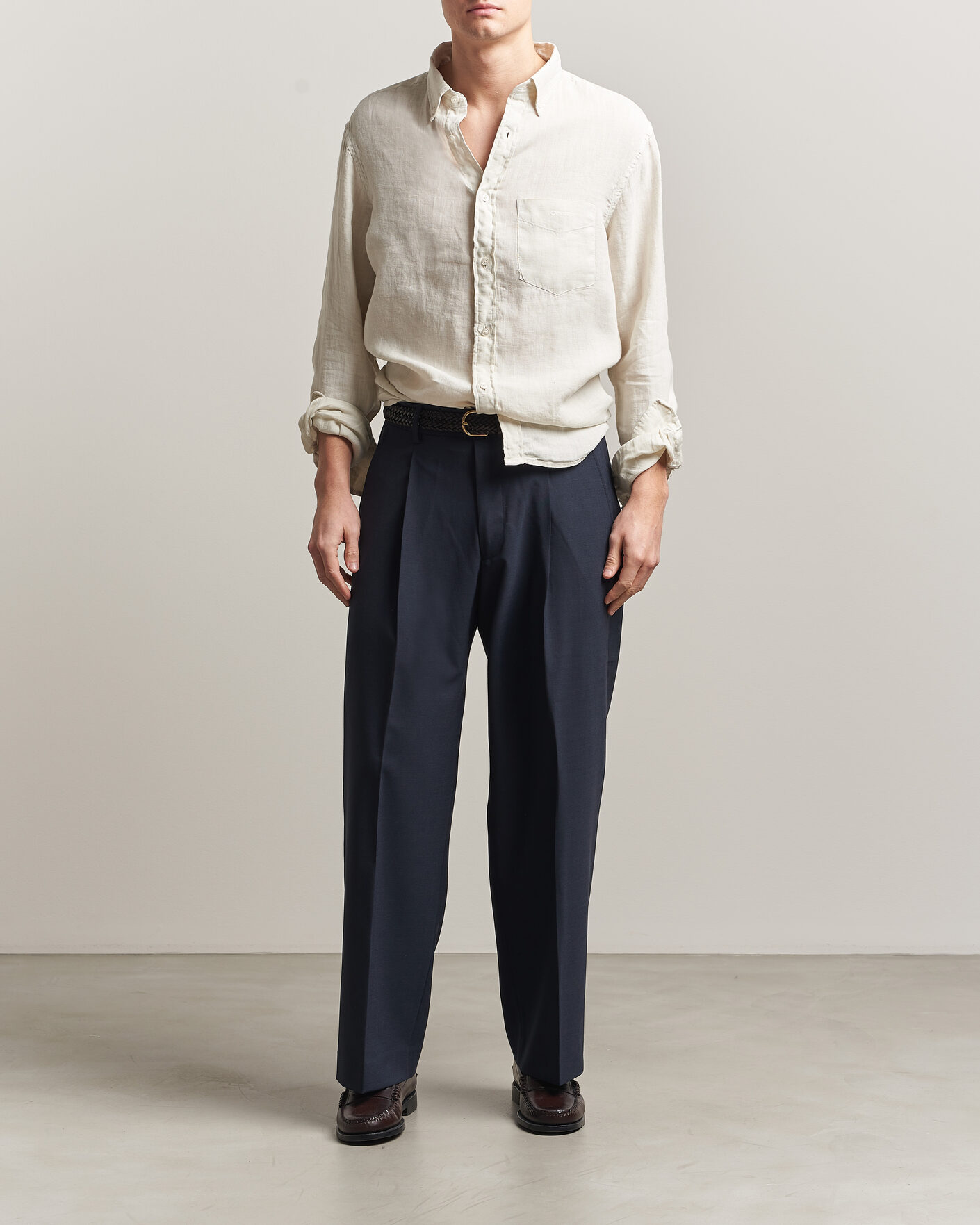 Homme | Chemises | Gant | Regular Fit Garment Dyed Linen Shirt Sand