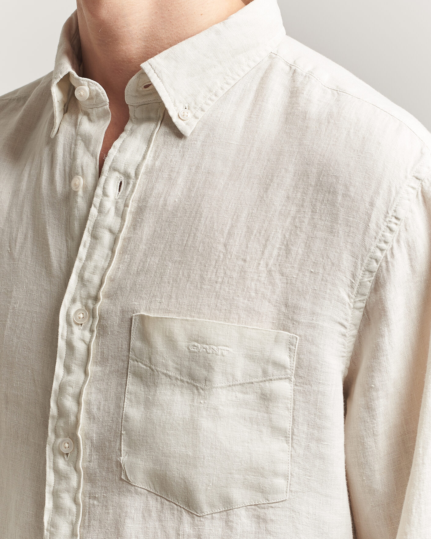 Homme | Chemises | Gant | Regular Fit Garment Dyed Linen Shirt Sand