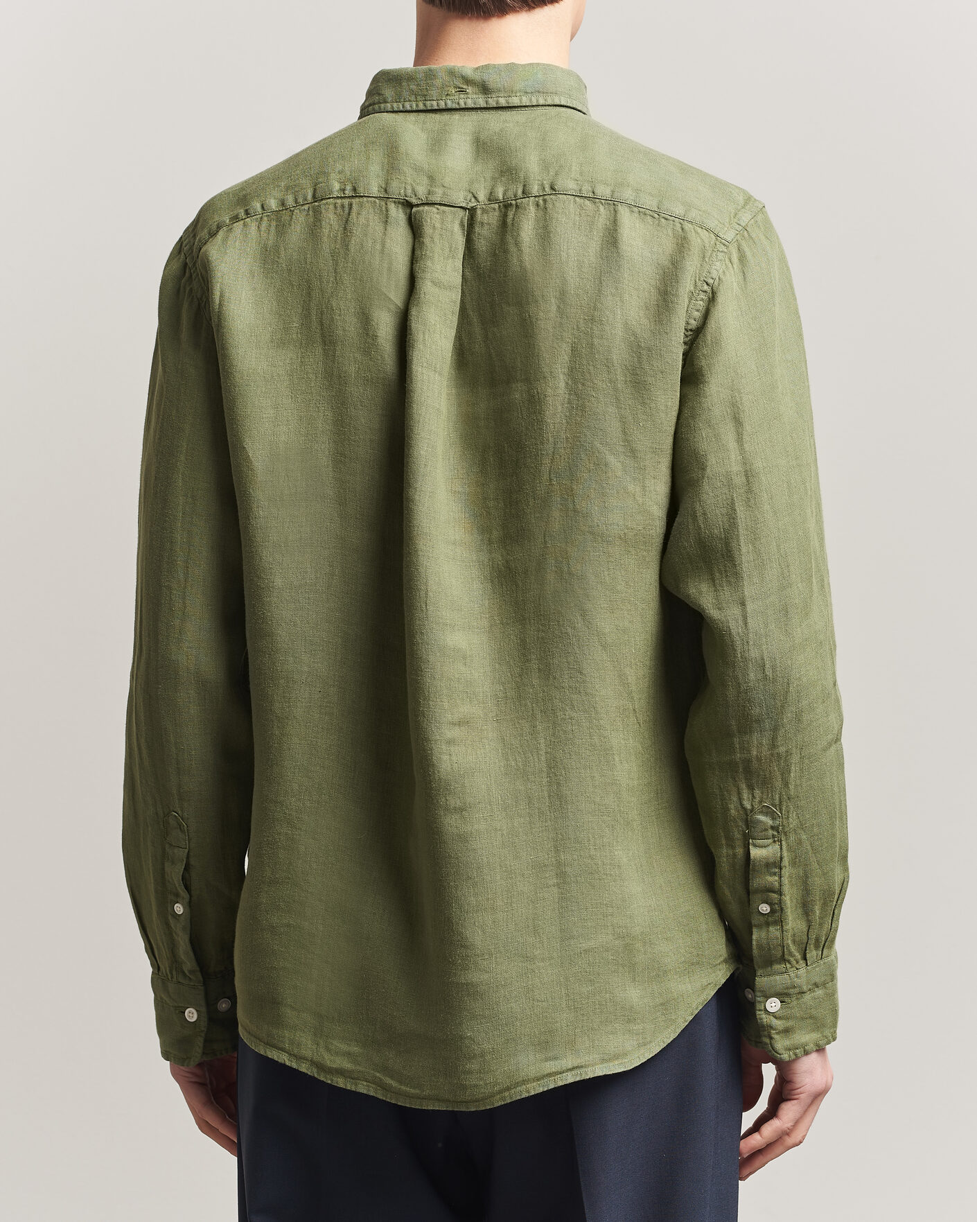 Homme | Chemises | Gant | Regular Fit Garment Dyed Linen Shirt Dry Herb Green
