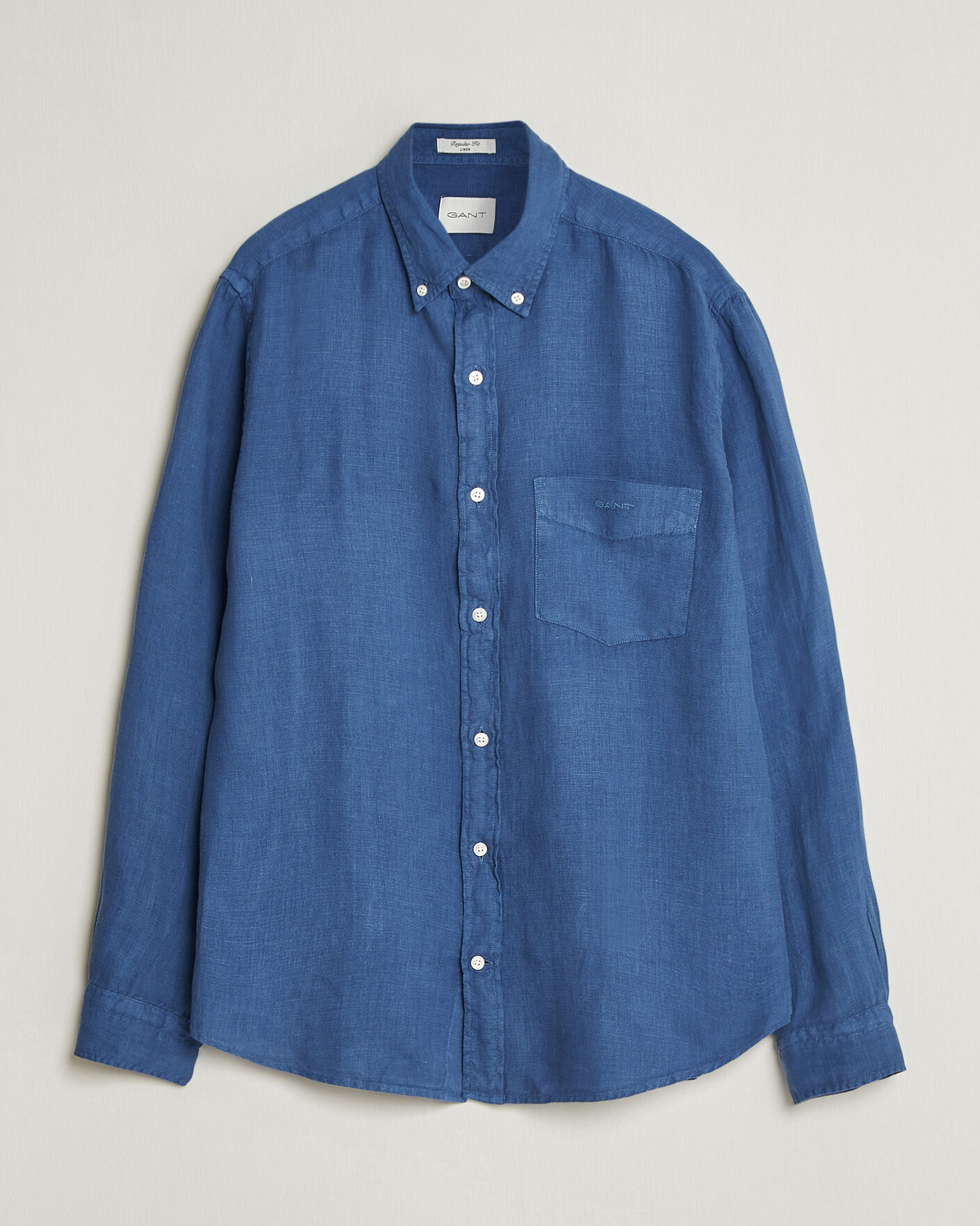 Homme | Chemises | Gant | Regular Fit Garment Dyed Linen Shirt Vintage Blue