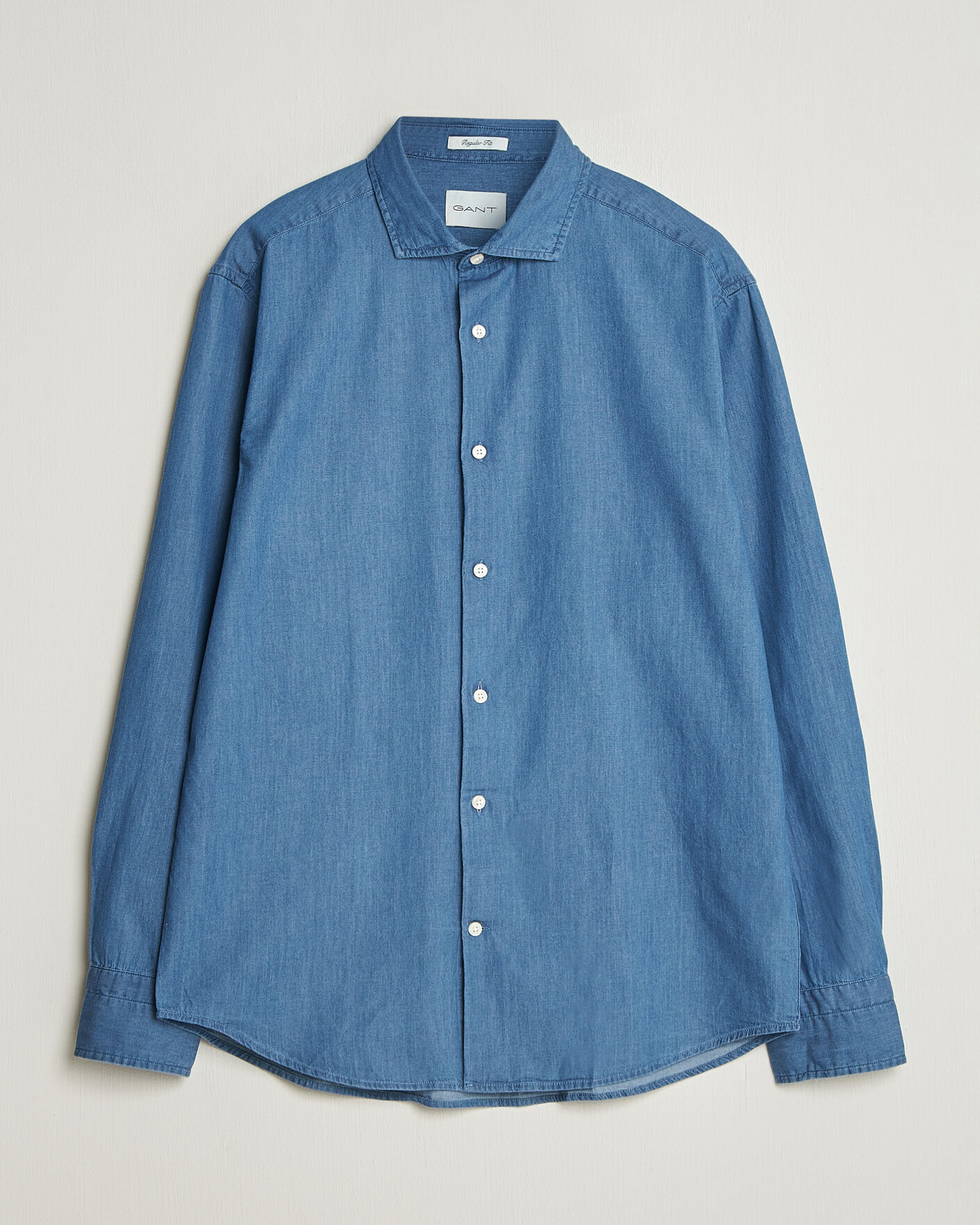 Homme | Chemises | Gant | Regular Fit Indigo Twill Shirt Semi Light Blue