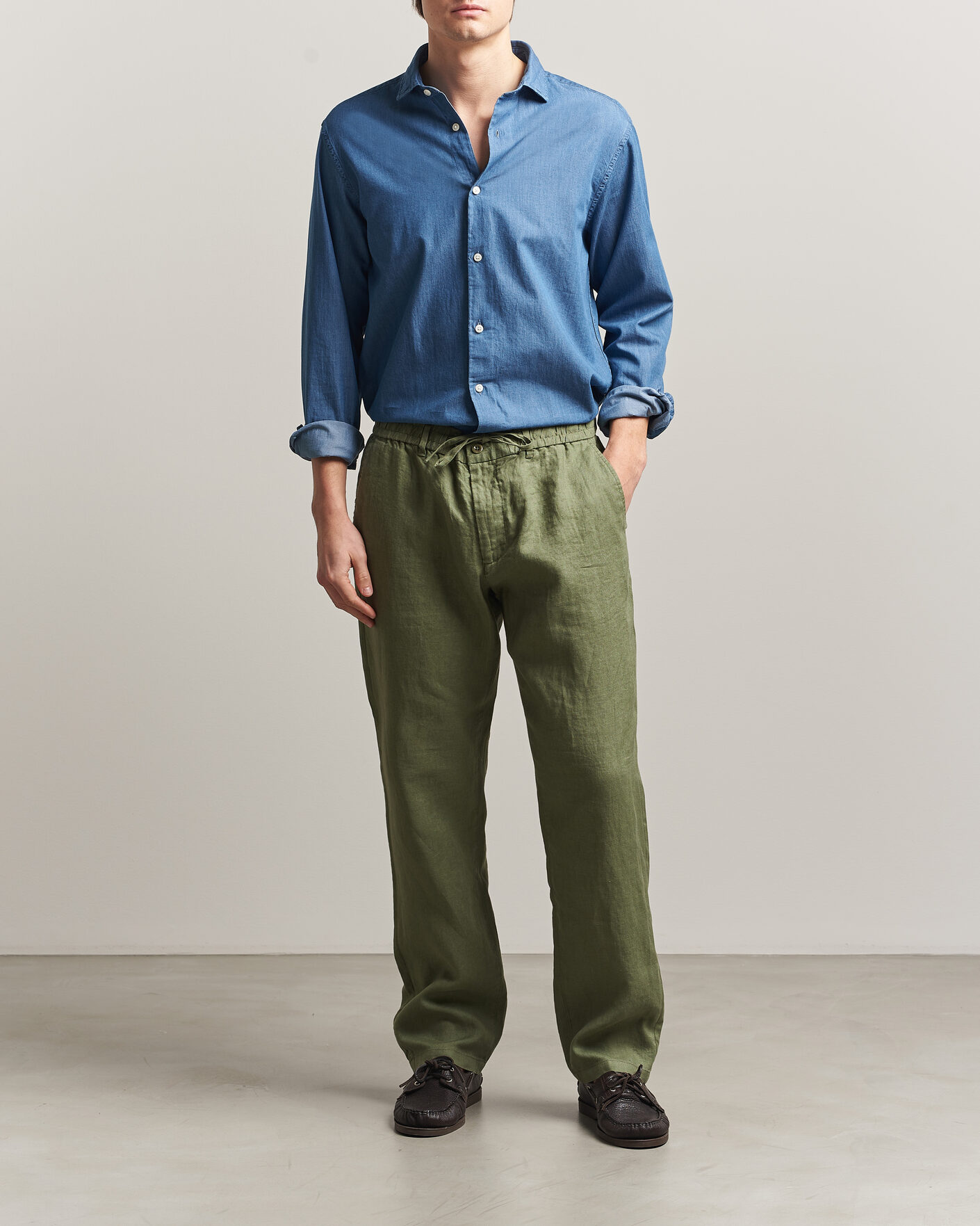 Homme | Chemises | Gant | Regular Fit Indigo Twill Shirt Semi Light Blue
