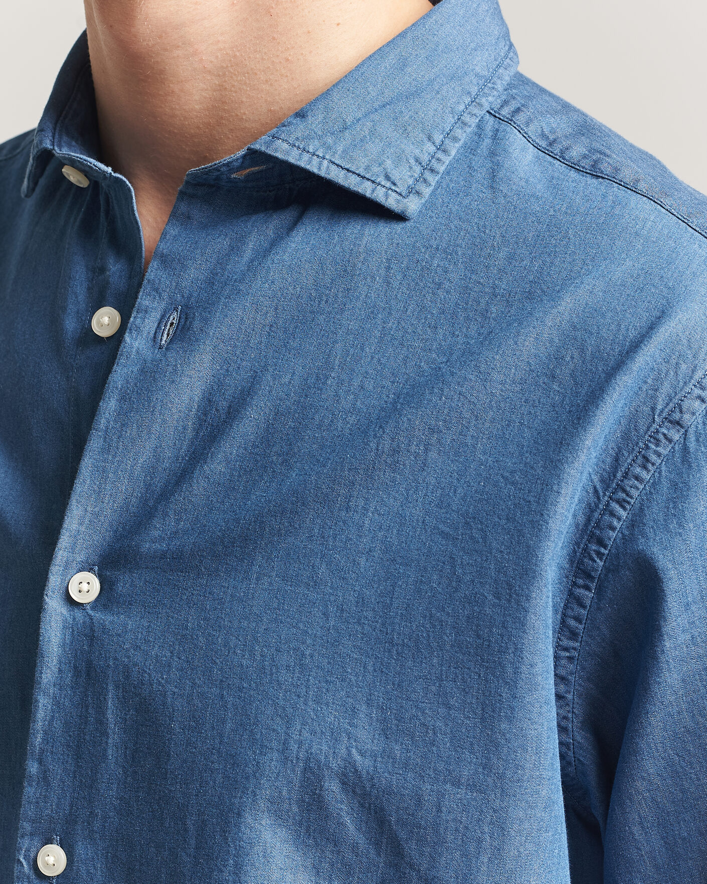 Homme | Chemises | GANT | Regular Fit Indigo Twill Shirt Semi Light Blue