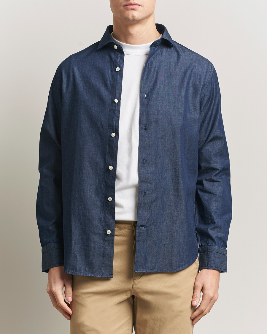 Homme | Chemises | Gant | Regular Fit Indigo Twill Shirt Dark Indigo