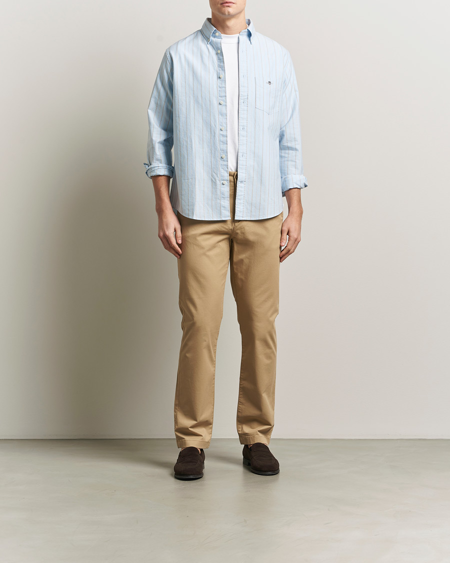 Homme | Chemises | GANT | Regluar Fit Clsasic Oxford Striped Shirt Sky Blue