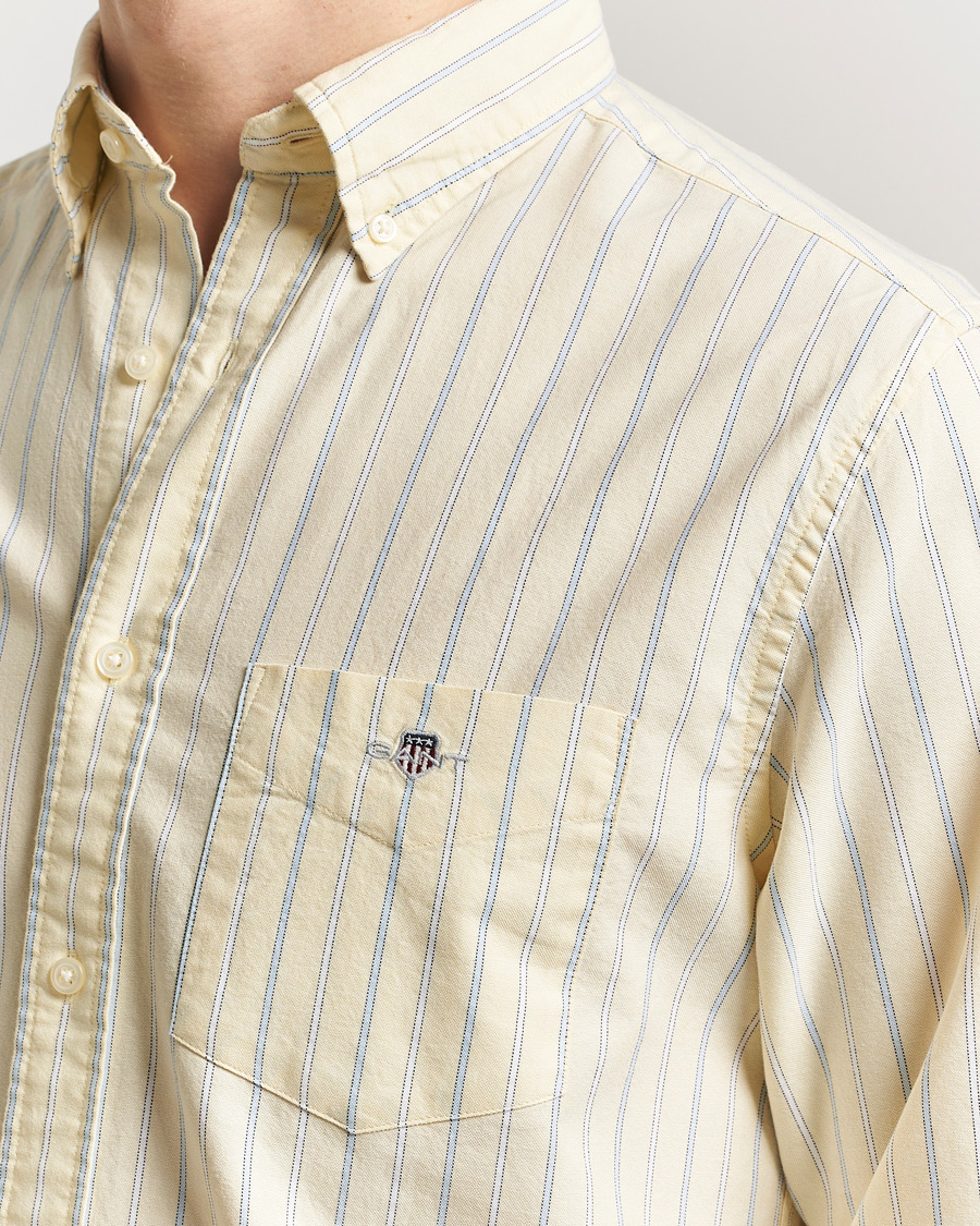 Homme | Chemises | Gant | Regluar Fit Classic Oxford Striped Shirt Light Mustard Yellow