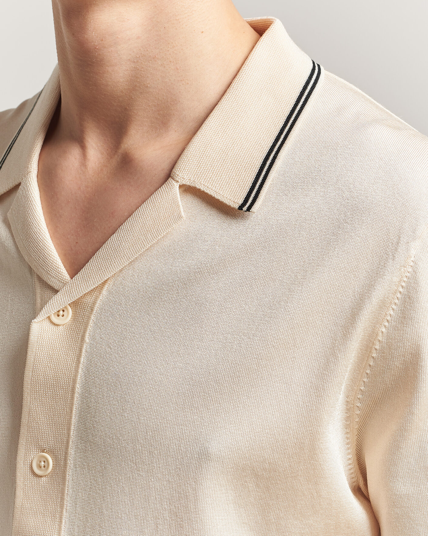 Homme | Chemises | Gant | Knitted Resort Collar Shirt Creamed White