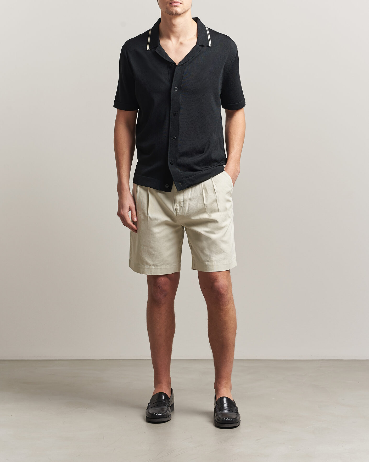 Homme | Chemises | Gant | Knitted Resort Collar Shirt Black
