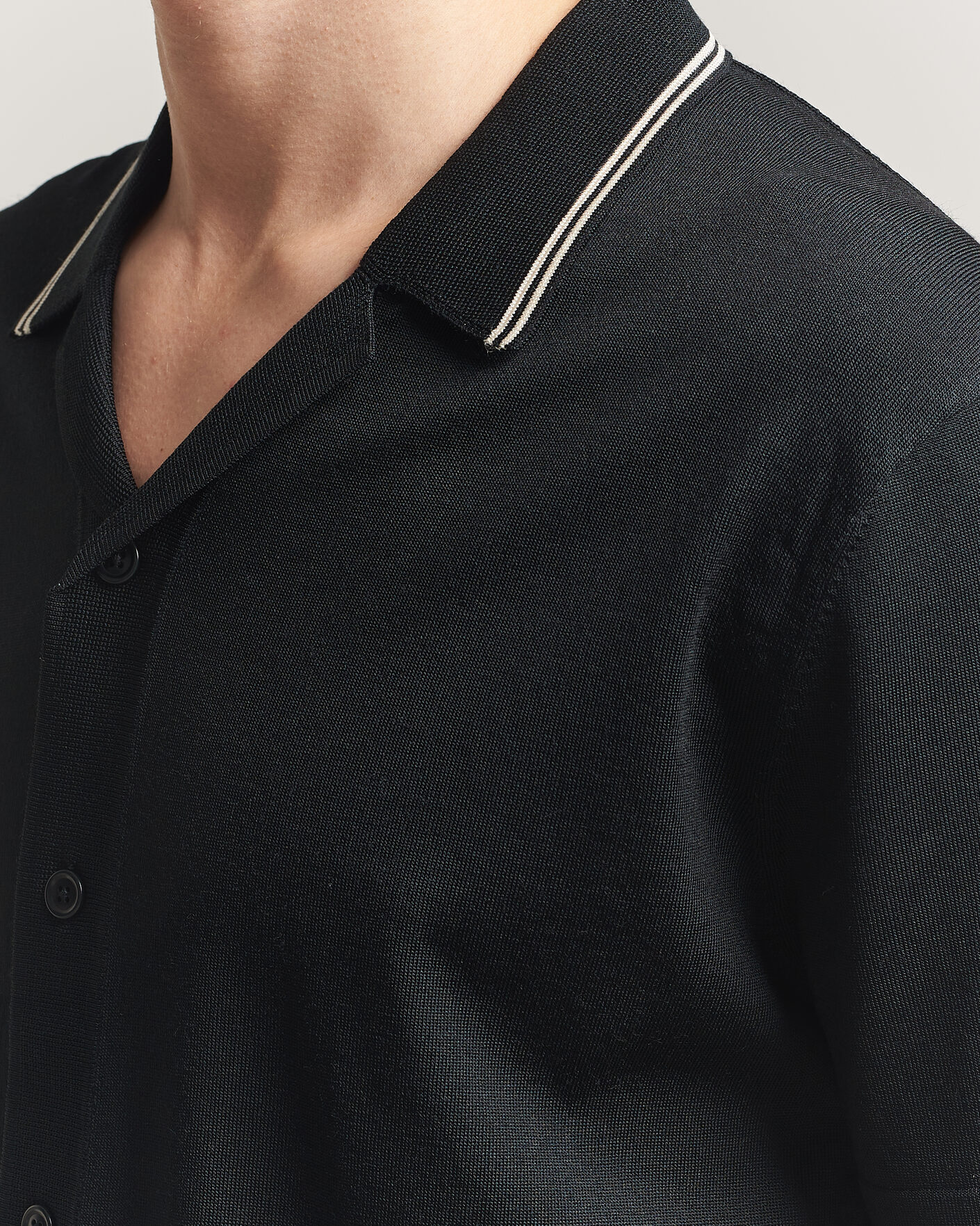 Homme | Chemises | GANT | Knitted Resort Collar Shirt Black