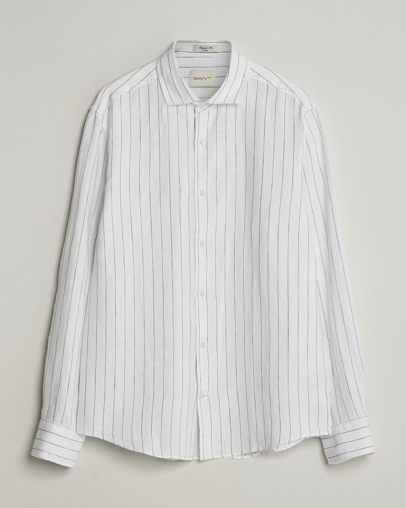 Homme | Chemises | GANT | Regular Fit Linen Striped Shirt White