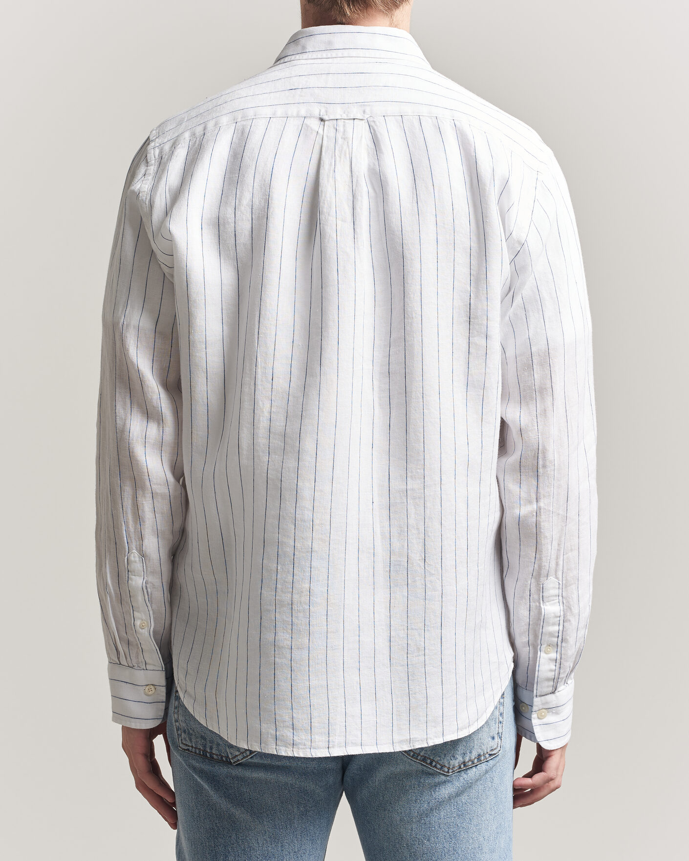 Homme | Chemises | GANT | Regular Fit Linen Striped Shirt White