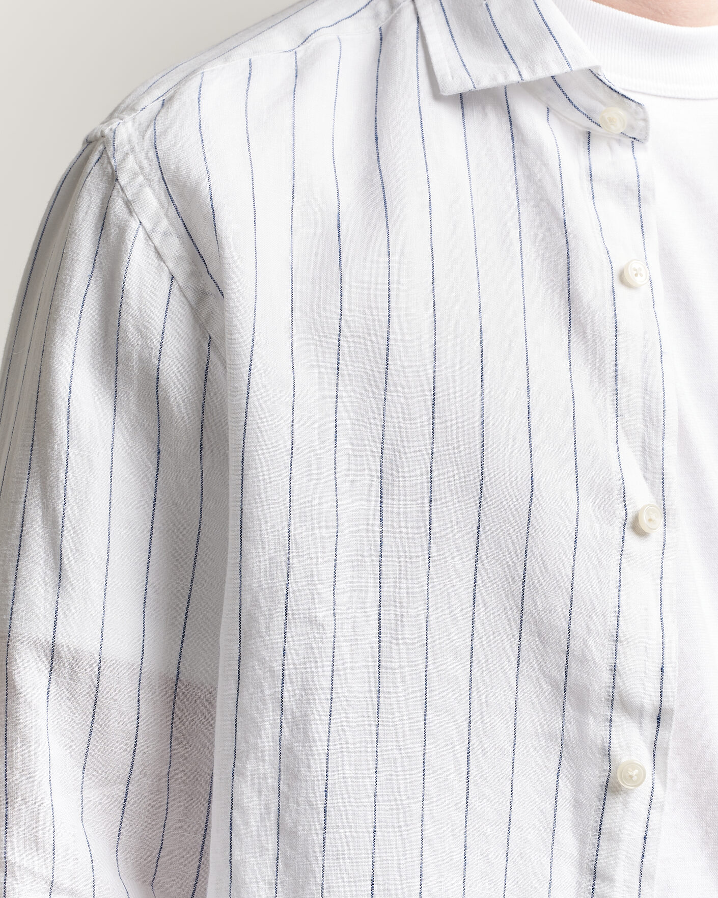 Homme | Chemises | GANT | Regular Fit Linen Striped Shirt White