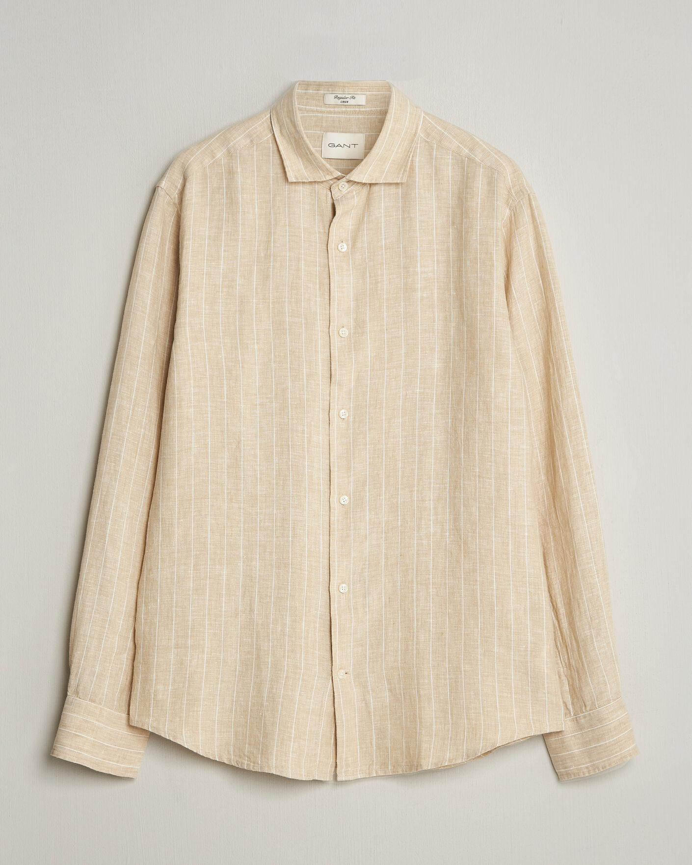 Homme | Chemises | Gant | Regular Fit Linen Striped Shirt Oat Beige