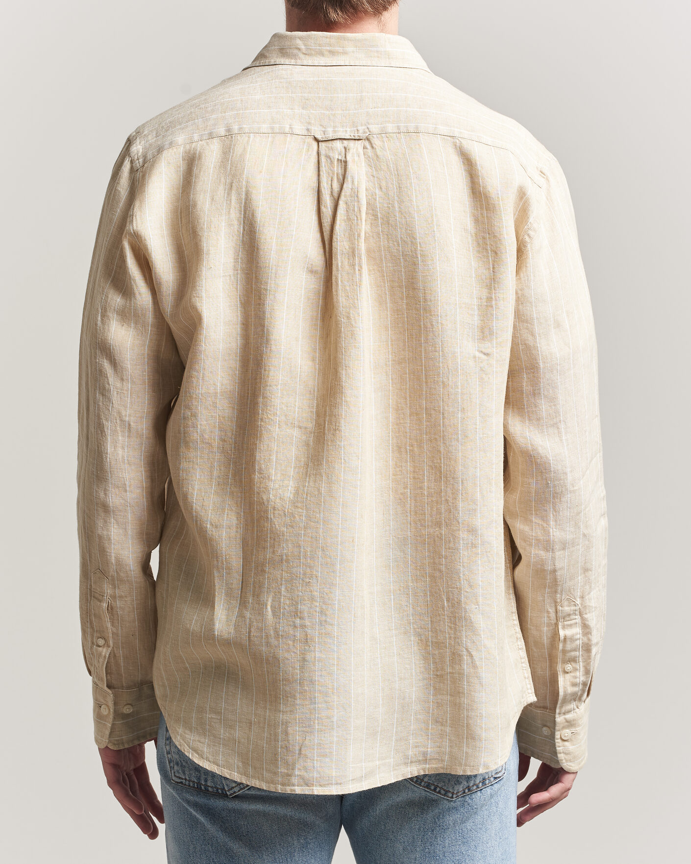 Homme | Chemises | GANT | Regular Fit Linen Striped Shirt Oat Beige