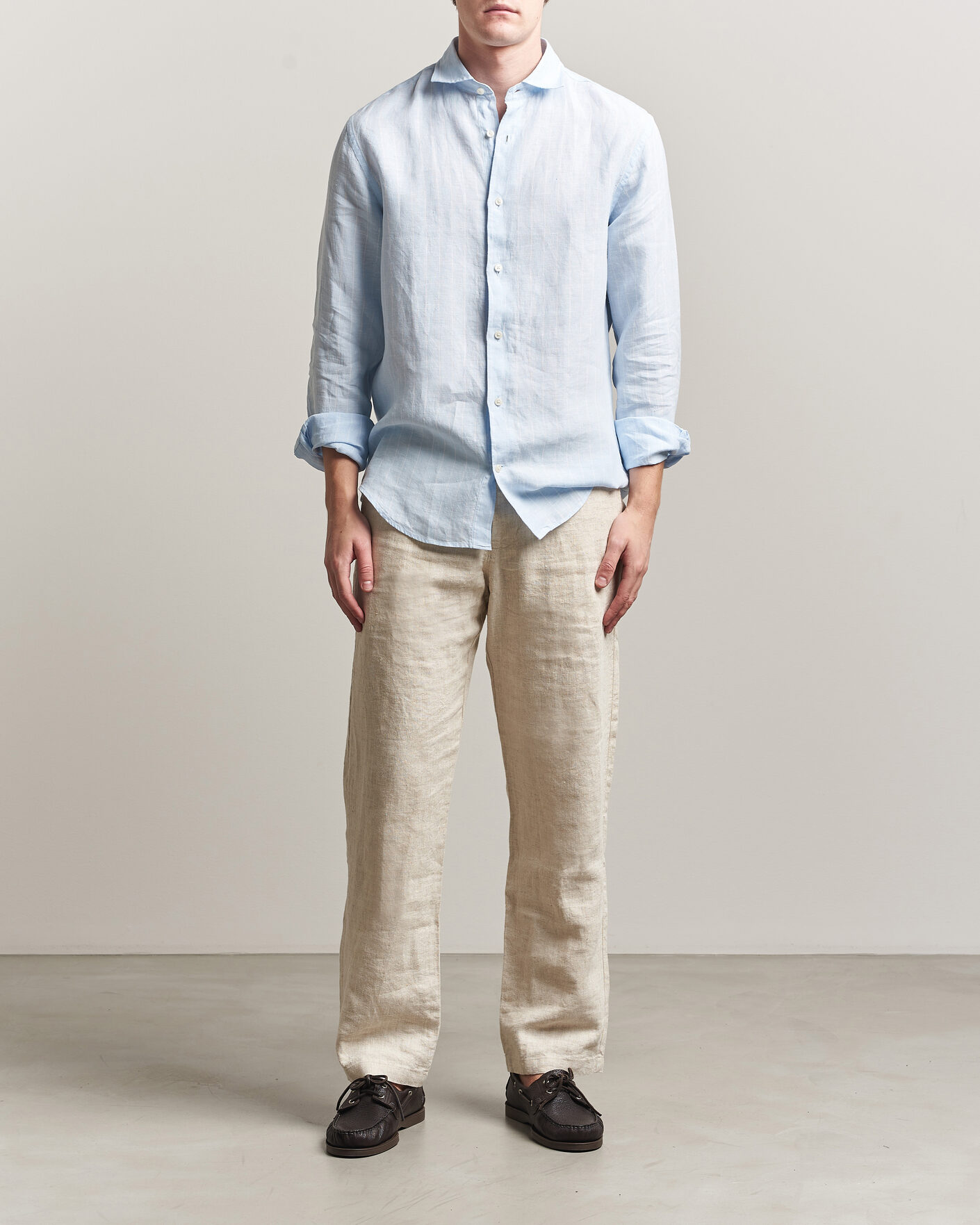 Homme | Chemises | GANT | Regular Fit Linen Striped Shirt Sky Blue