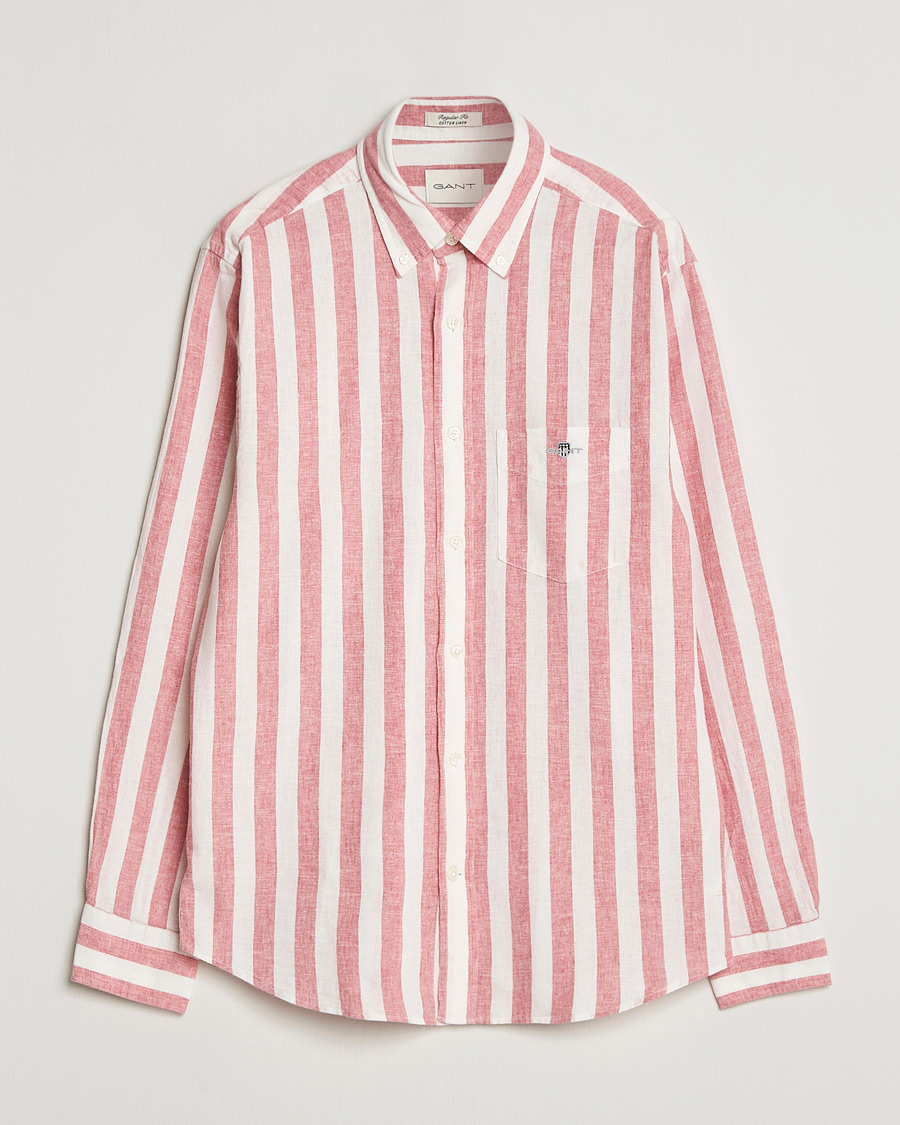 Homme | Chemises | Gant | Regular Fit Linen/Cotton Striped Shirt Rose Pink