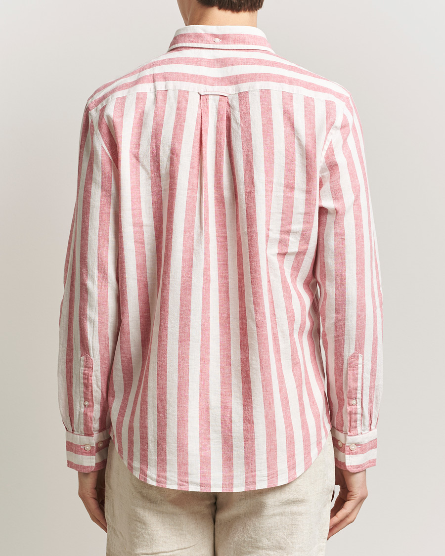 Homme | Chemises | GANT | Regular Fit Linen/Cotton Striped Shirt Rose Pink
