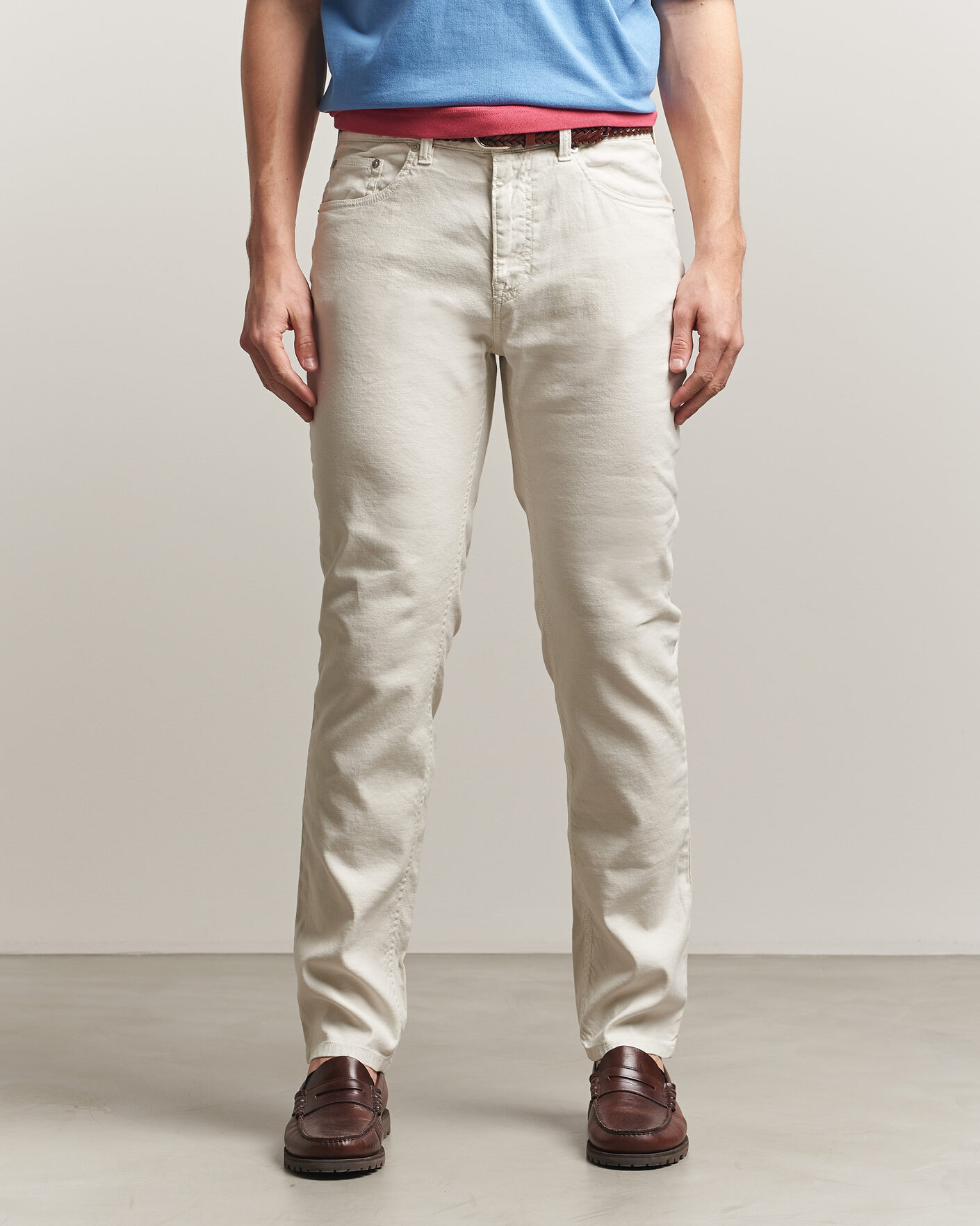 Homme | Pantalons | Gant | Slim Fit Cotton/Linen 5-Pocket Pants Sand