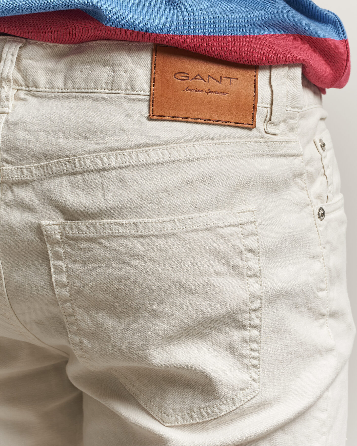 Homme | Pantalons | Gant | Slim Fit Cotton/Linen 5-Pocket Pants Sand