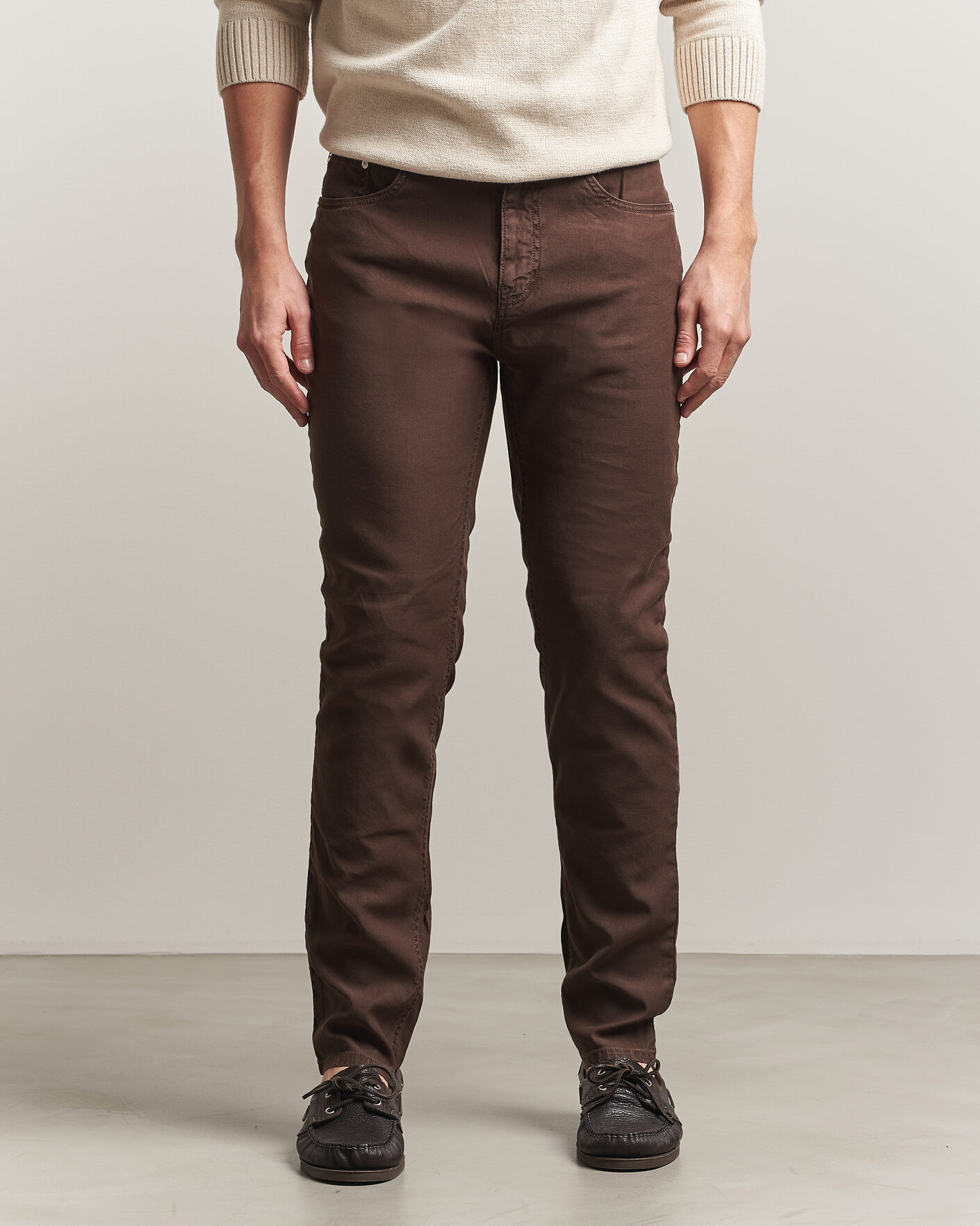 Homme | Pantalons | Gant | Slim Fit Cotton/Linen 5-Pocket Pants Rich Brown