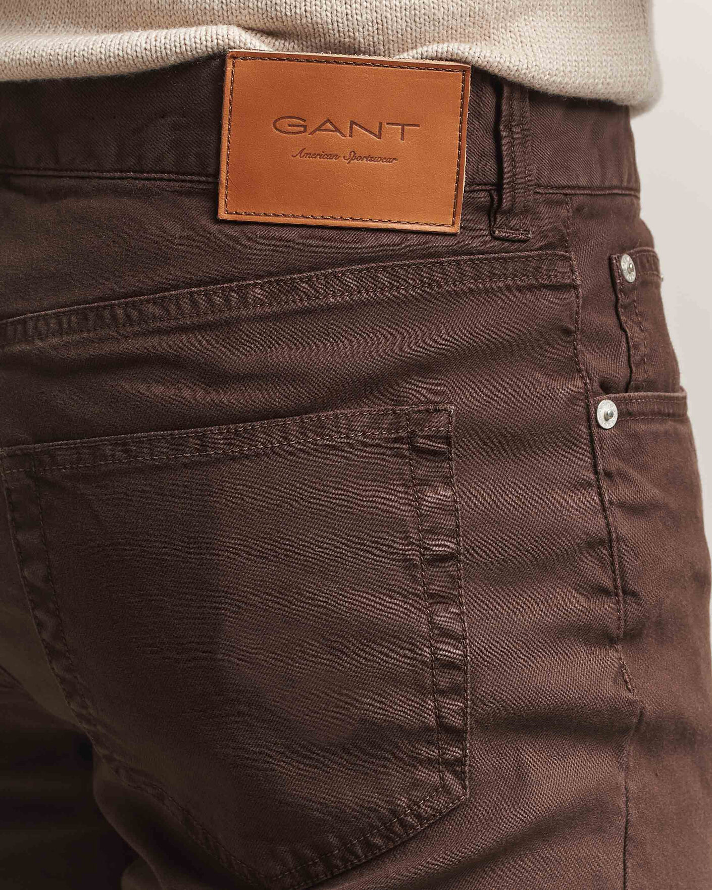 Homme | Pantalons | Gant | Slim Fit Cotton/Linen 5-Pocket Pants Rich Brown