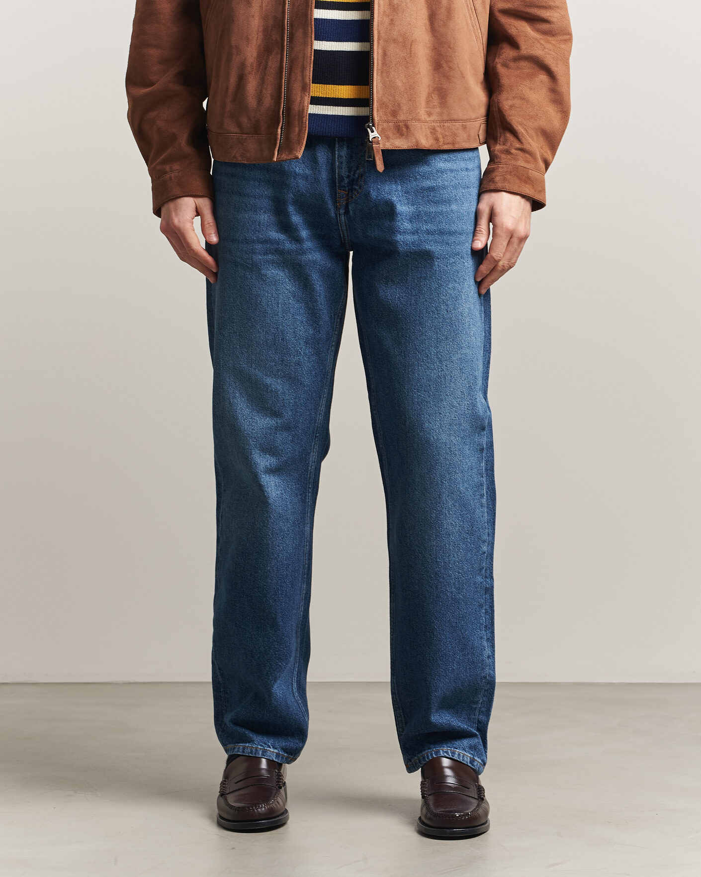 Homme | Pantalons | Gant | Straight Fit Jeans Mid Blue Worn In
