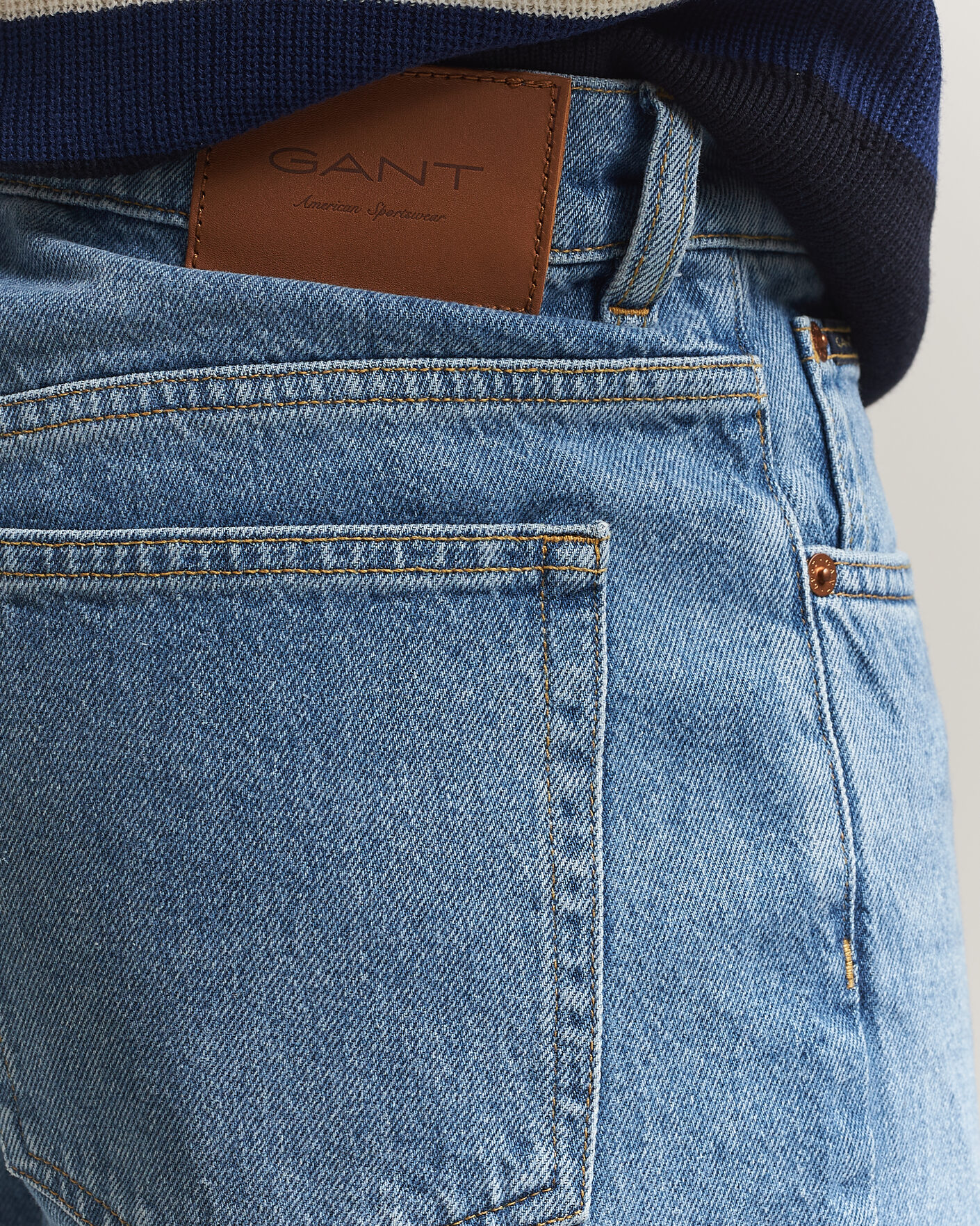 Homme | Pantalons | Gant | Straight Fit Jeans Semi Light Blue Worn In