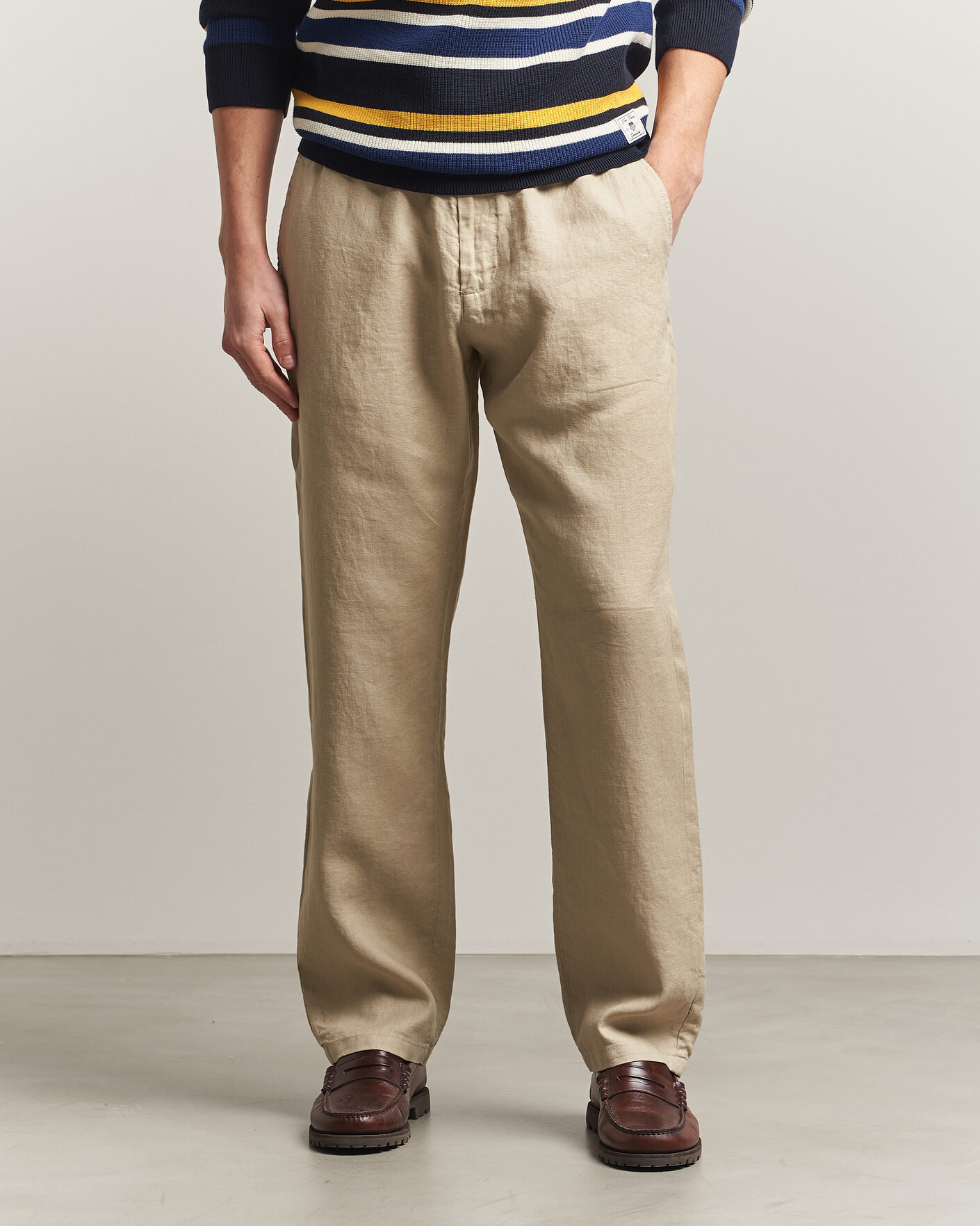 Homme | Pantalons | GANT | Regular Fit Linen Drawstring Pants Oat Beige