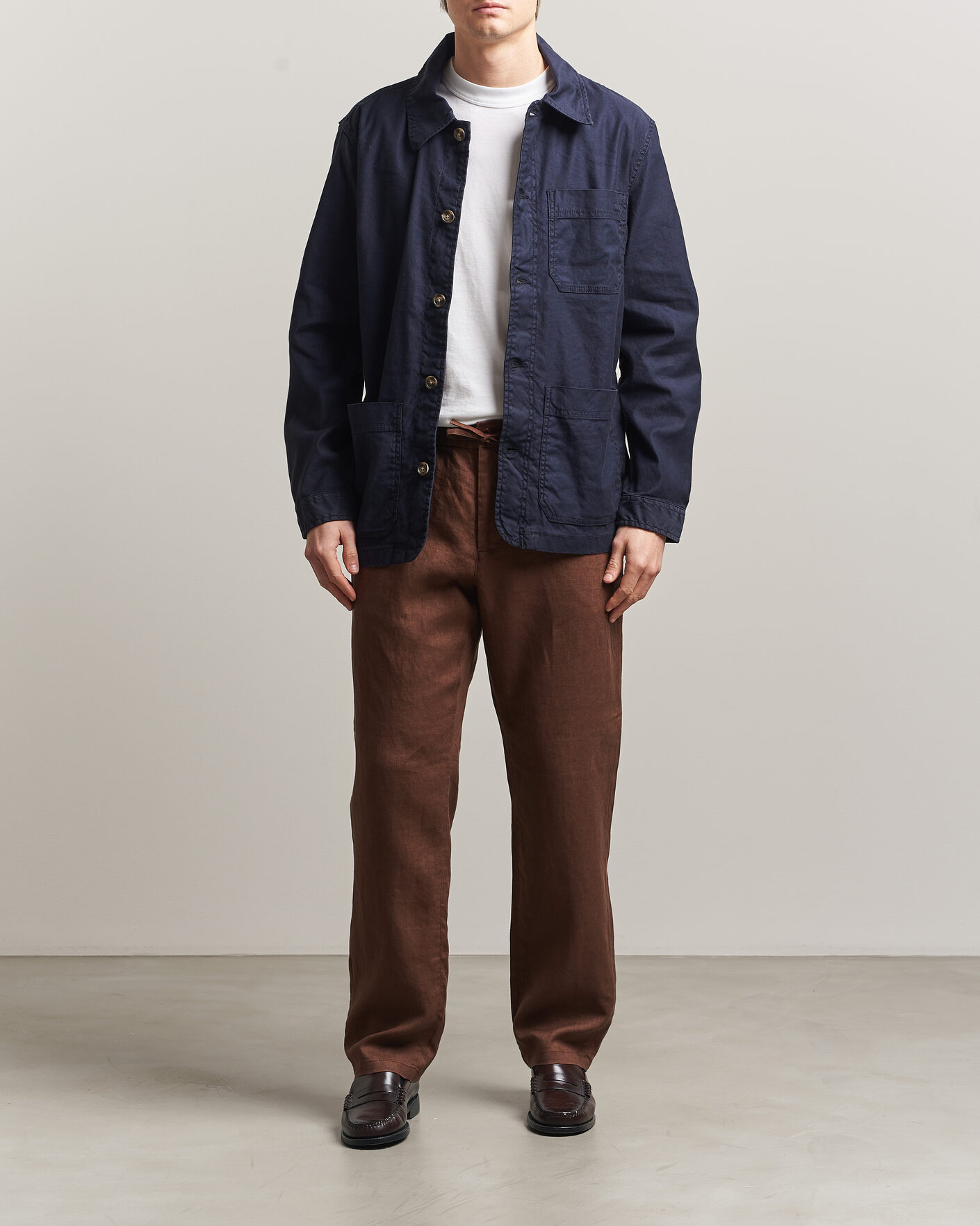 Homme | Pantalons | GANT | Regular Fit Linen Drawstring Pants Mahogany Brown