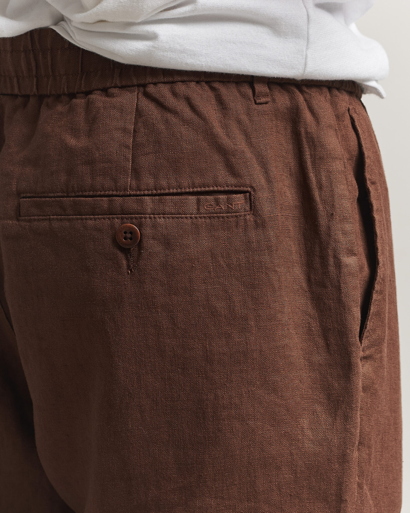 Homme | Pantalons | GANT | Regular Fit Linen Drawstring Pants Mahogany Brown
