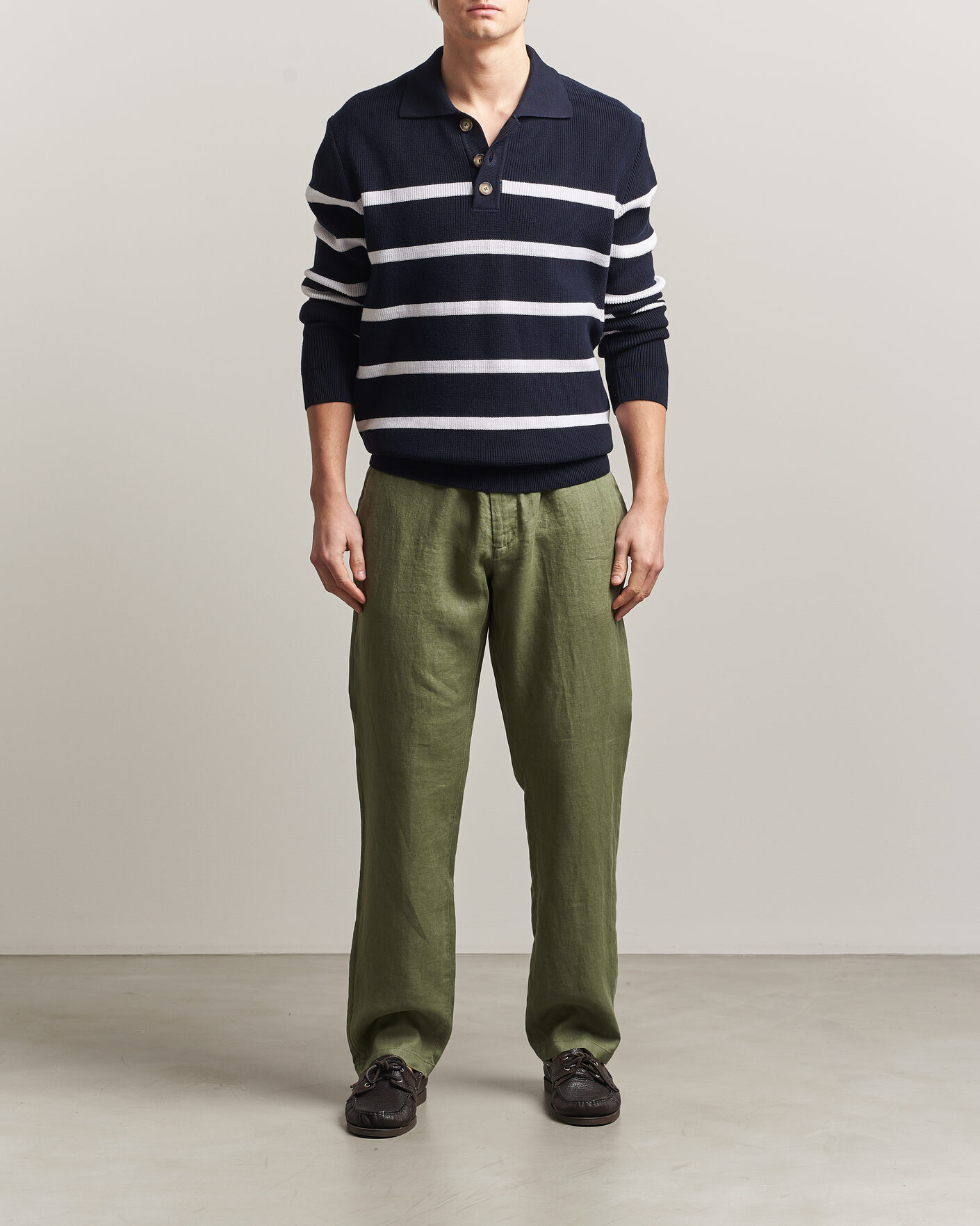Homme | Pantalons | Gant | Regular Fit Linen Drawstring Pants Dry Herb Green