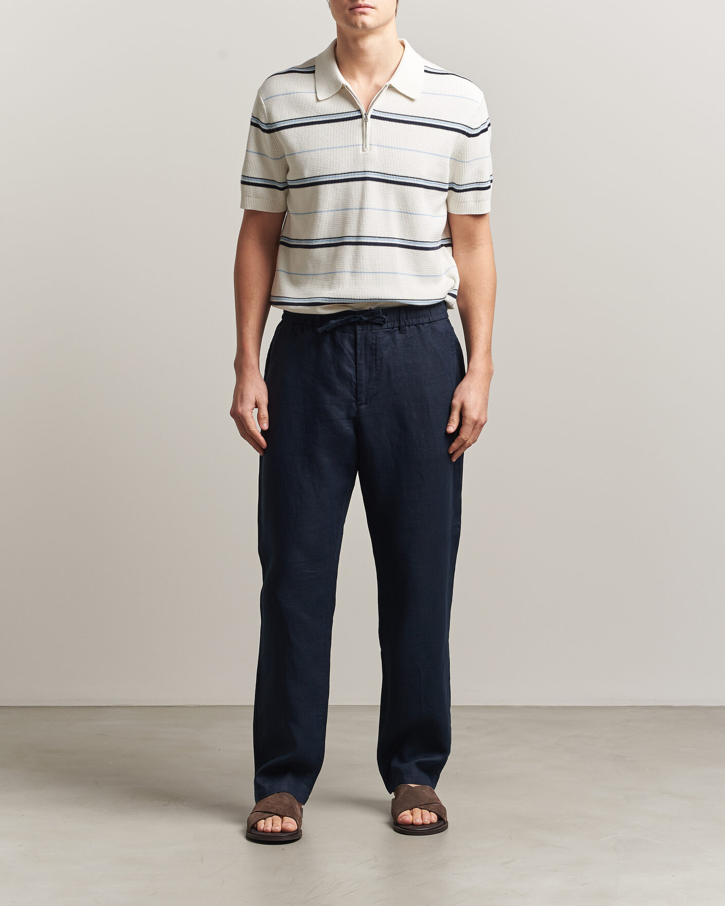 Homme | Pantalons | Gant | Regular Fit Linen Drawstring Pants Evening Blue