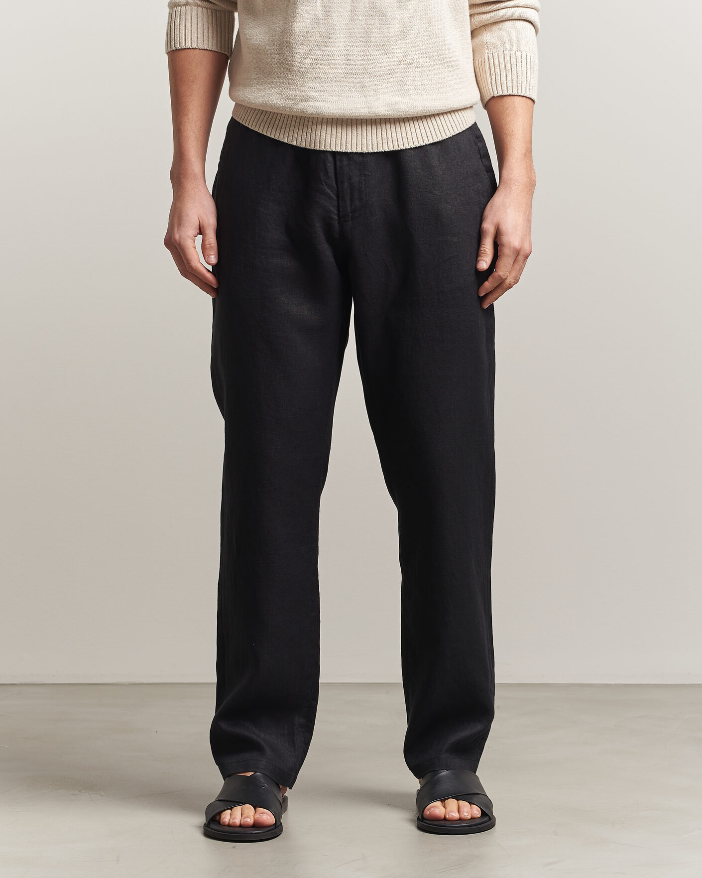 Homme | Pantalons | Gant | Regular Fit Linen Drawstring Pants Black