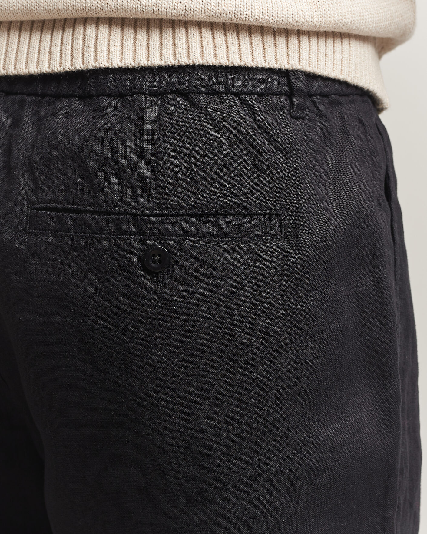 Homme | Pantalons | GANT | Regular Fit Linen Drawstring Pants Black