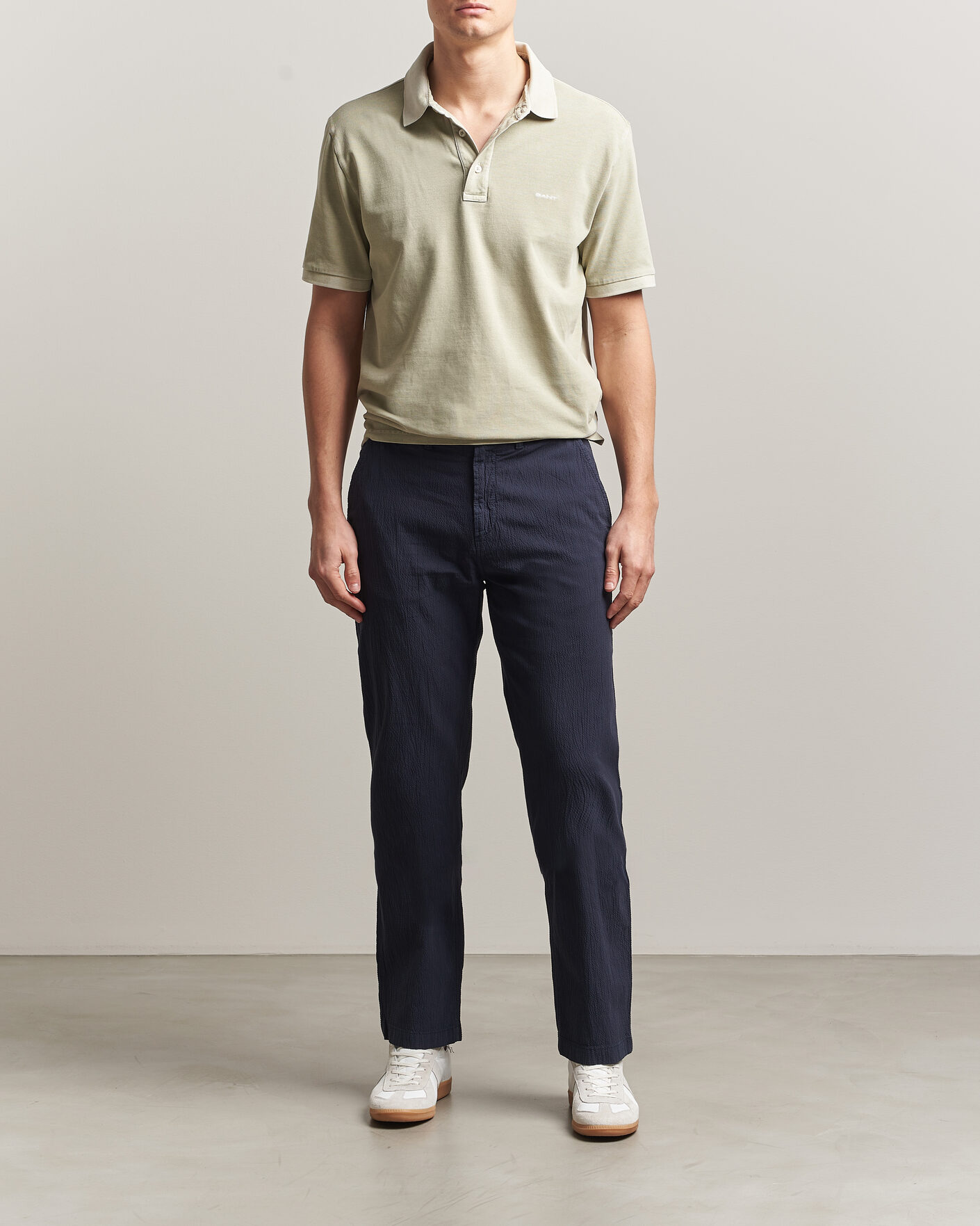 Homme | Pantalons | Gant | Regular Fit Garment Dyed Seersucker Pants Evening Blue