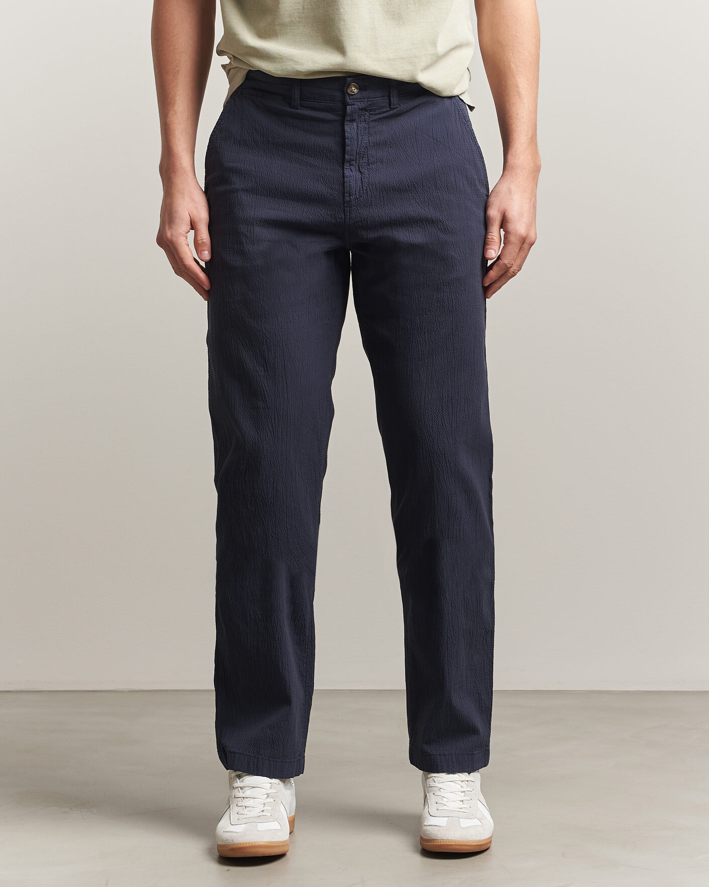 Homme | Pantalons | Gant | Regular Fit Garment Dyed Seersucker Pants Evening Blue