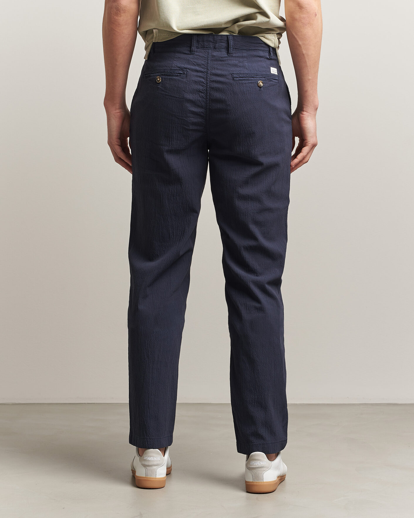 Homme | Pantalons | Gant | Regular Fit Garment Dyed Seersucker Pants Evening Blue
