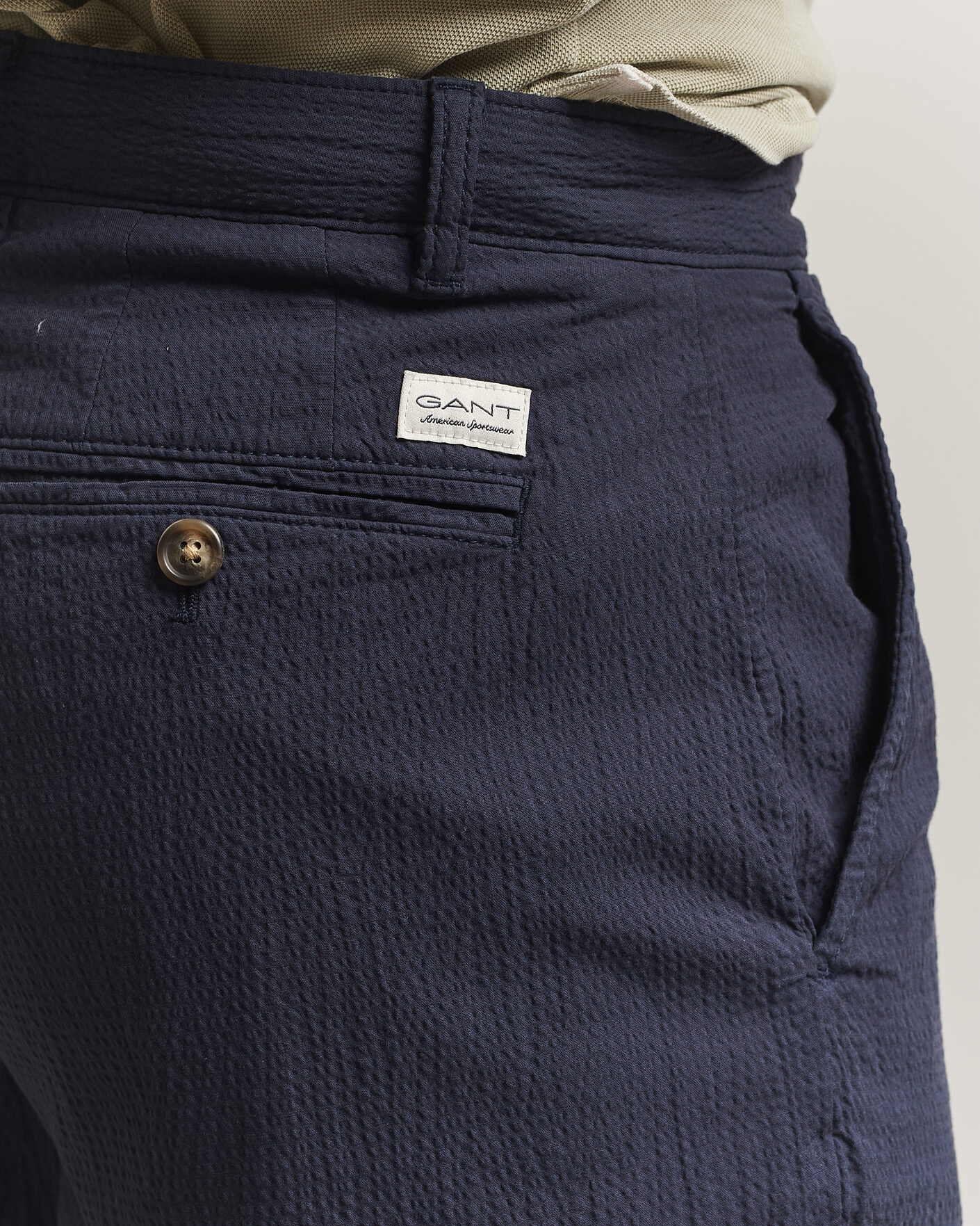 Homme | Pantalons | Gant | Regular Fit Garment Dyed Seersucker Pants Evening Blue