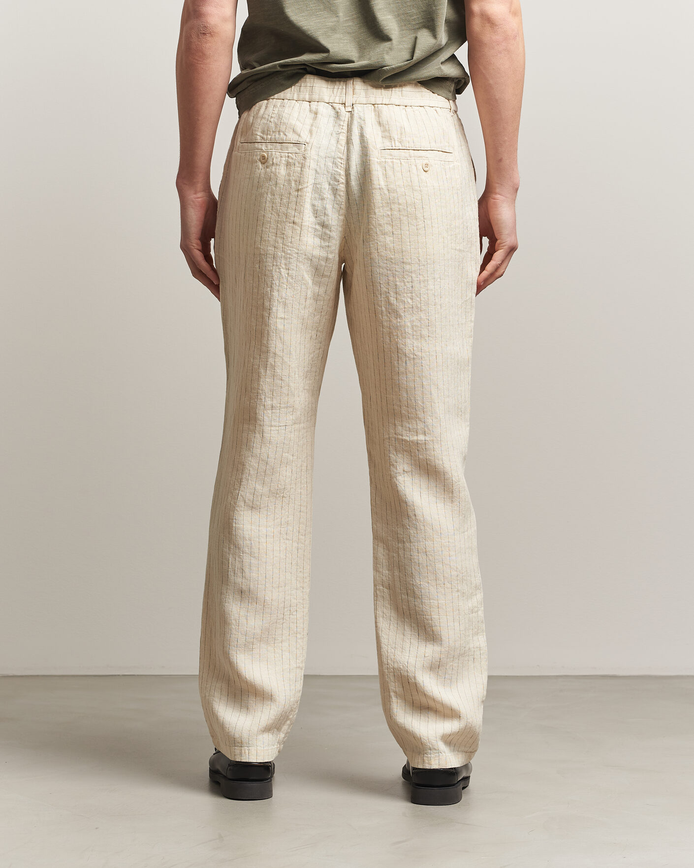 Homme | Pantalons | Gant | Regular Fit Striped Linen Drawstring Pants Faded Beige