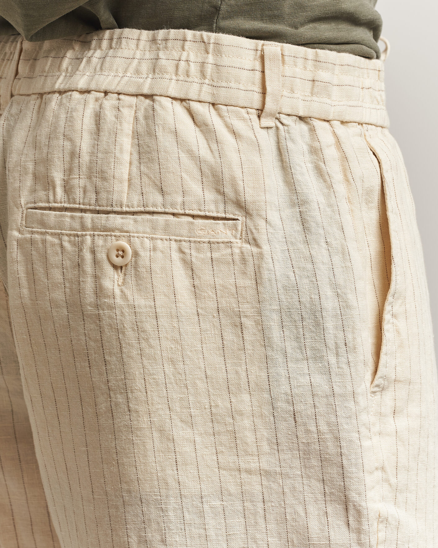 Homme | Pantalons | Gant | Regular Fit Striped Linen Drawstring Pants Faded Beige