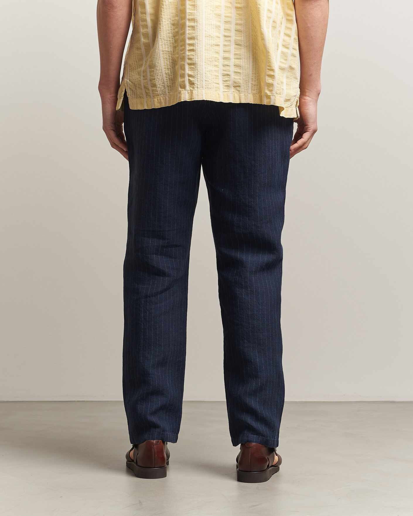 Homme | Pantalons | Gant | Regular Fit Stiped Linen Drawstring Pants Evening Blue