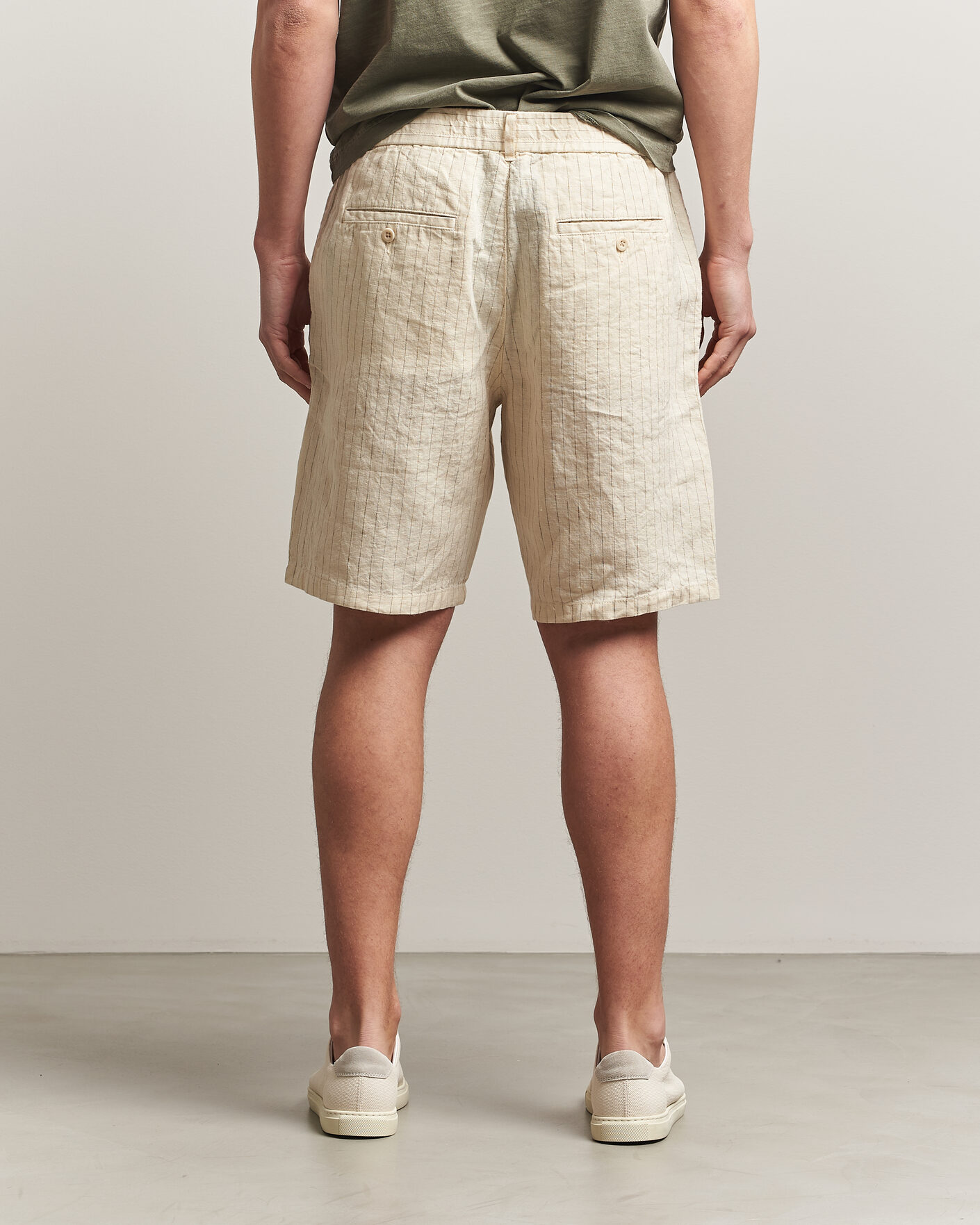 Homme | Shorts | Gant | Regular Fit Striped Linen Drawstring Shorts Faded Beige